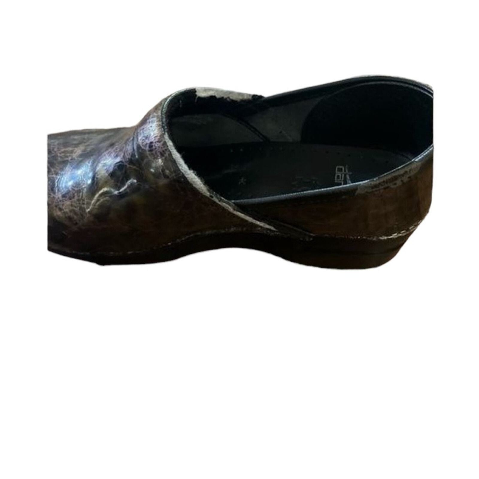 Dansko Professional Patent Iridescent Clog Mule Slip On Black Purple Size 40
