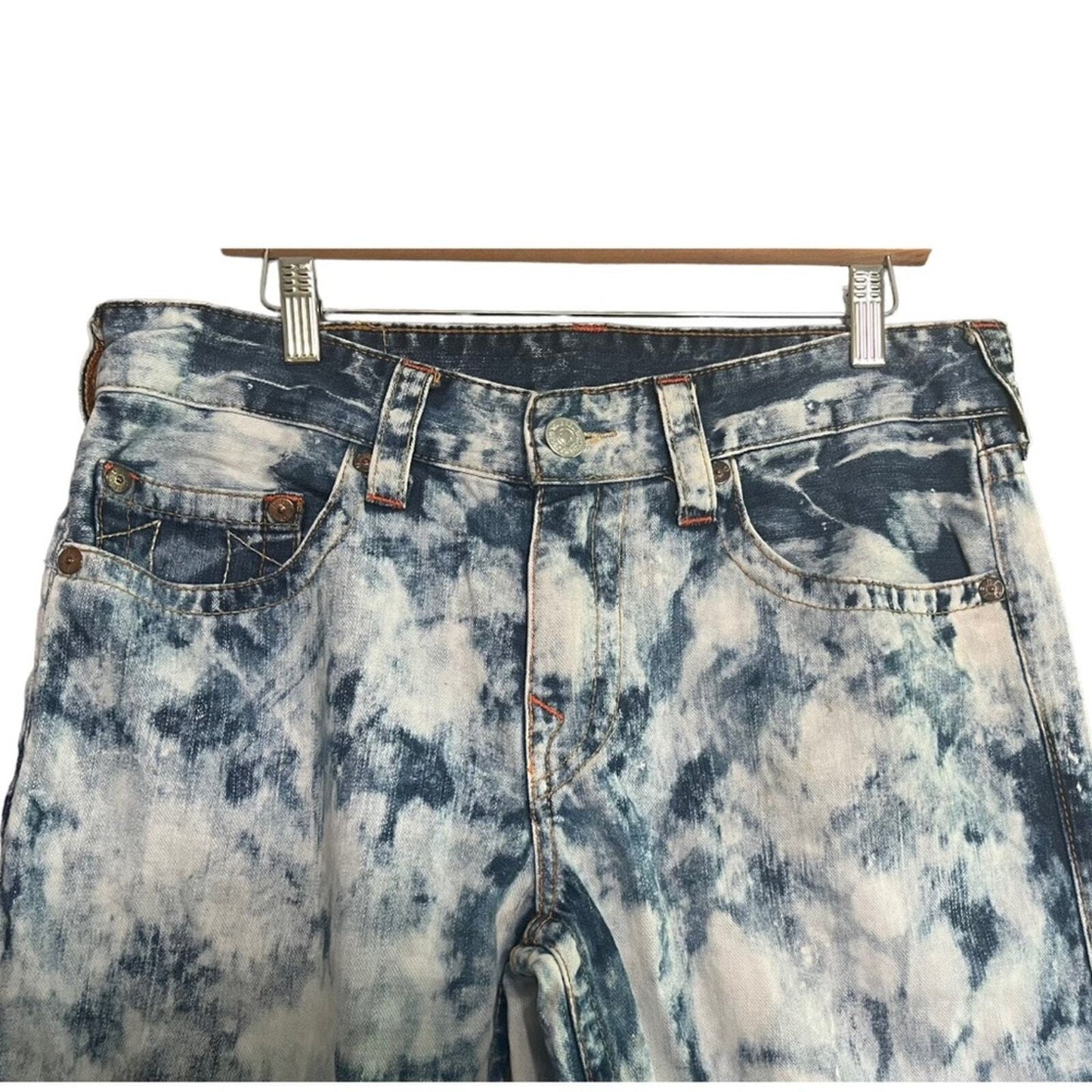 True Religion Mens Size 32 Section Slim Seat Bleached Denim Jeans