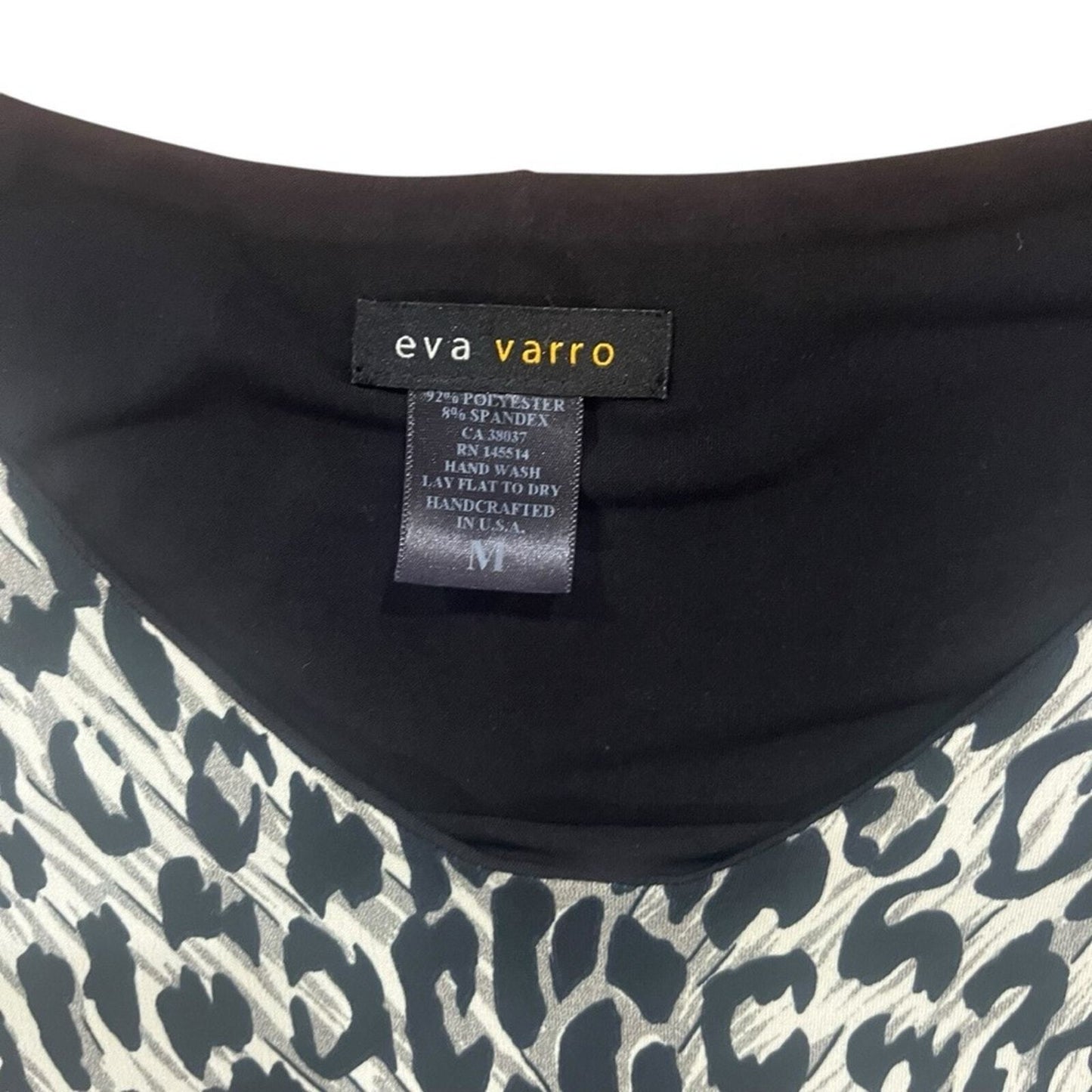 Eva Varro Womens Cheetah Black & Gray 3/4 Sleeve Tunic Top Size Medium
