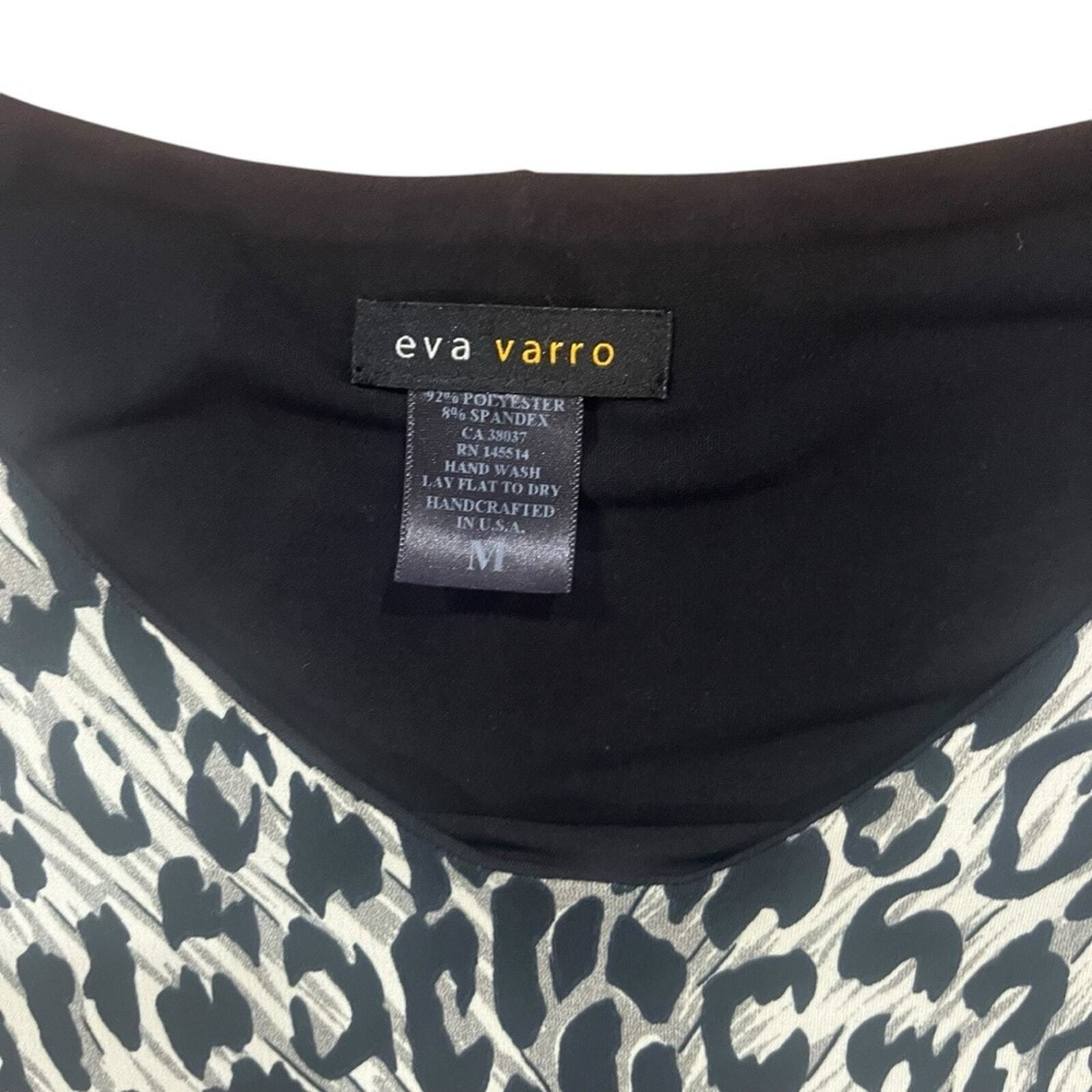 Eva Varro Womens Cheetah Black & Gray 3/4 Sleeve Tunic Top Size Medium