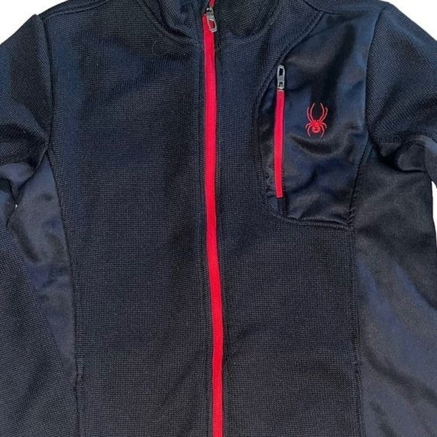 Spyder Boys XL 18/20 Black Red Full Zip Long Sleeve Jacket 