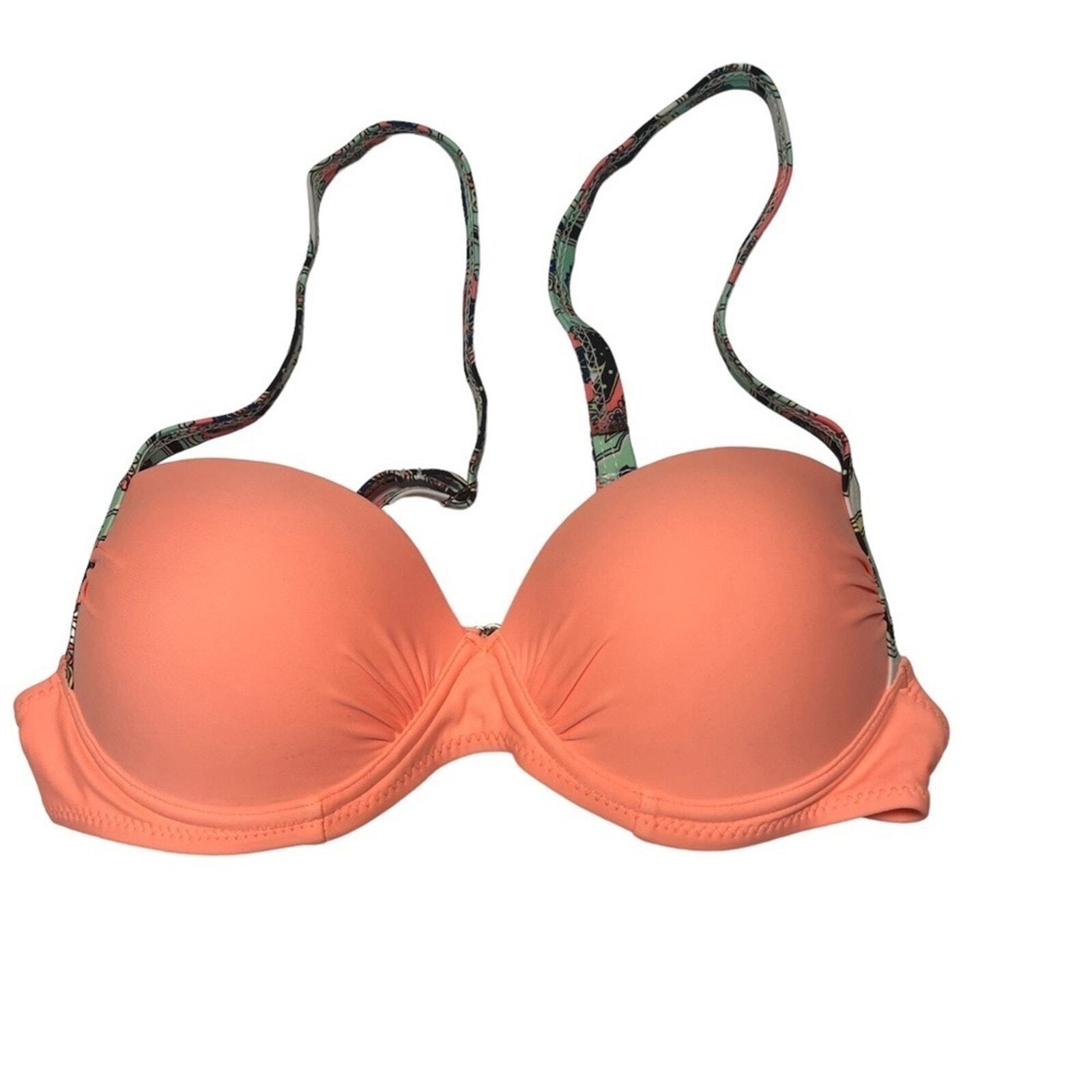 Kamoni Women's Bikini Swimsuit Size Small Peach Multicolor Push Up Split NWT