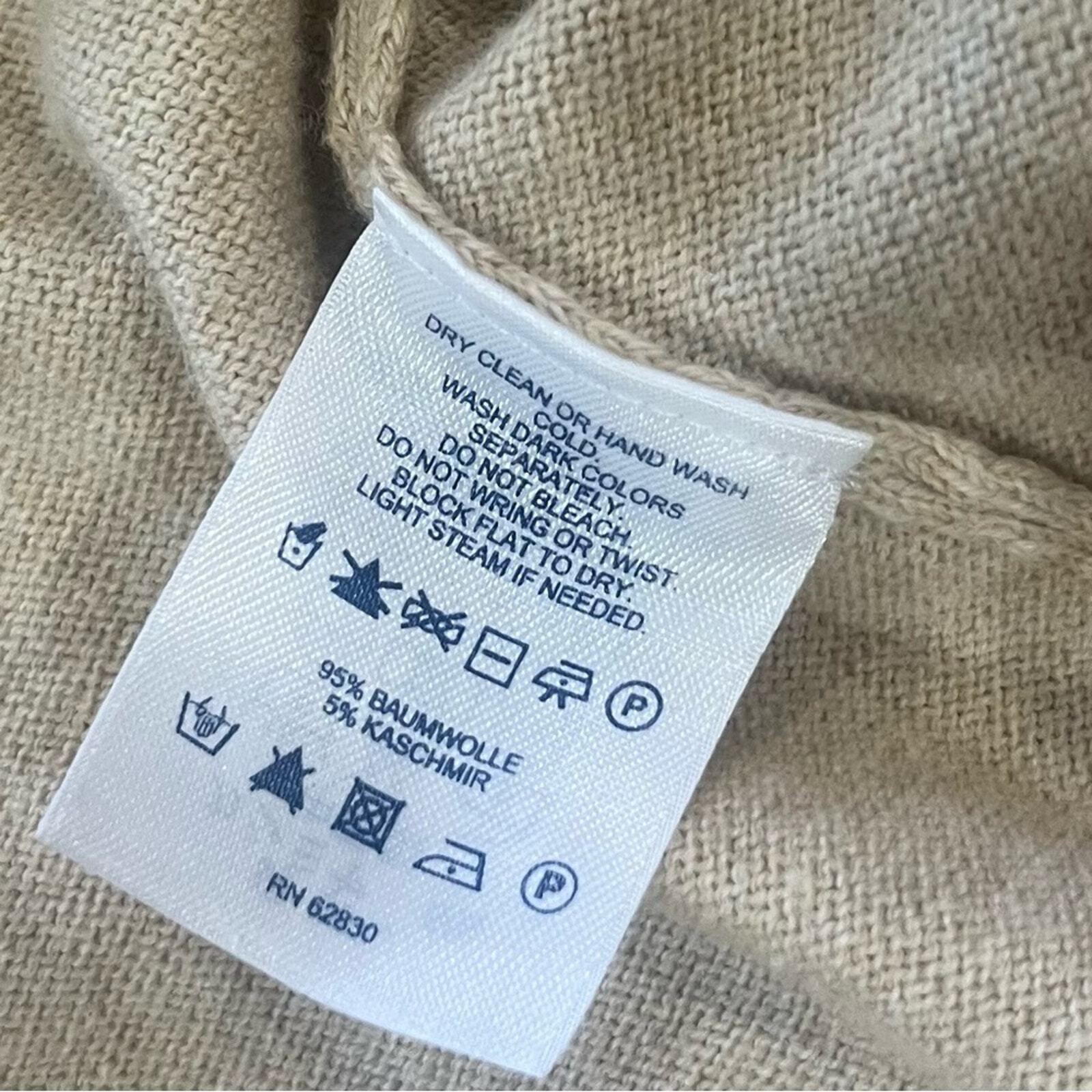 Lands End Womens Size Small Tan Long Sleeve Knit Front Clasp Cardigan Sweater