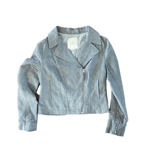 Anthropologie Womens Small Hei Hei Asymmetrical Faux Suede Gray Moto Jacket 