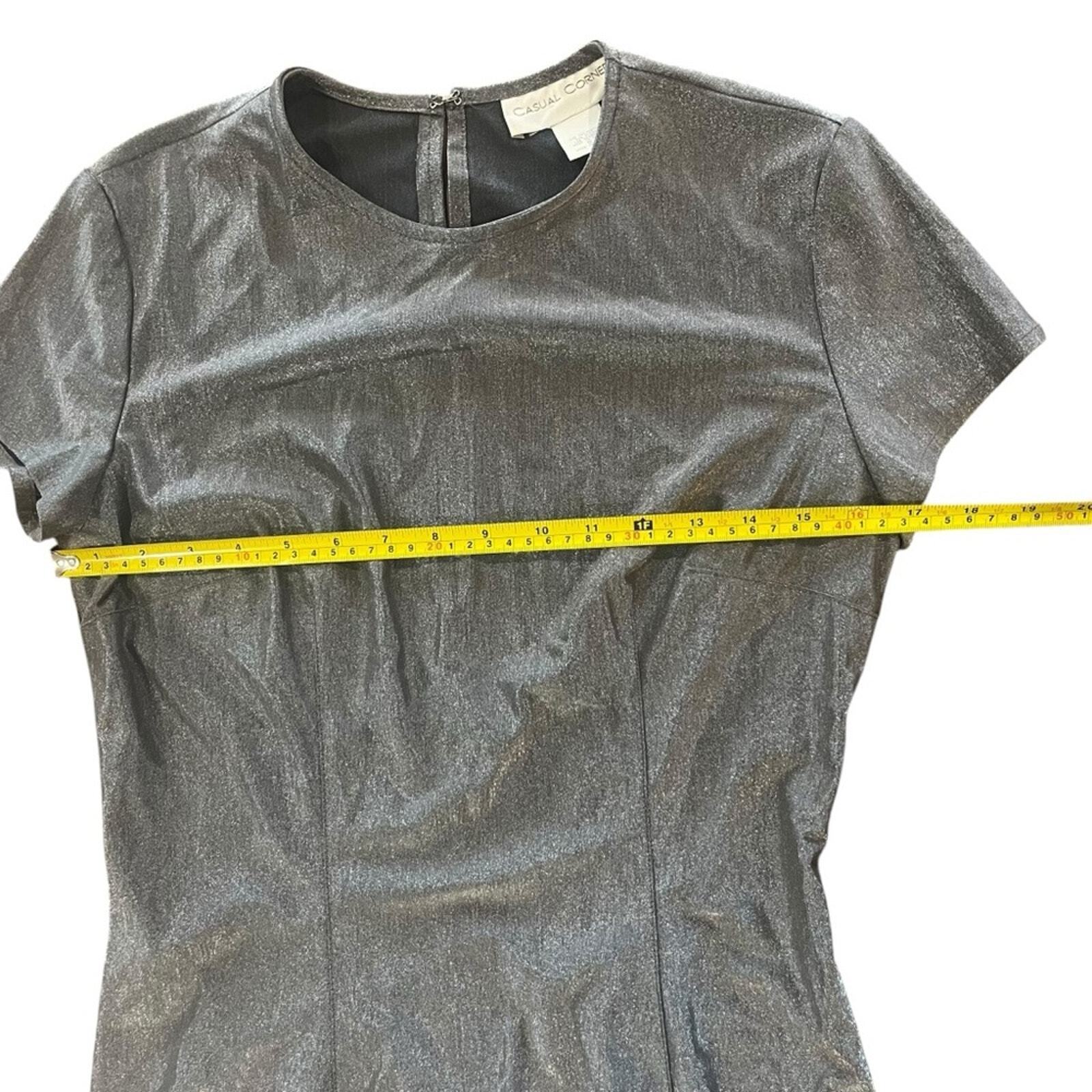 Casual Corner Womens Size 8 Silver Short Sleeve Mini Dress