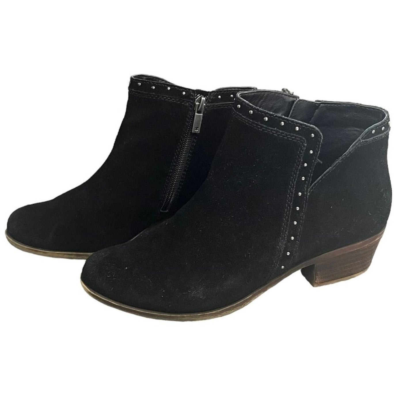 Lucky Brand Women’s Size 9W Bethea Black Leather Suede Ankle Boot Classic Studs