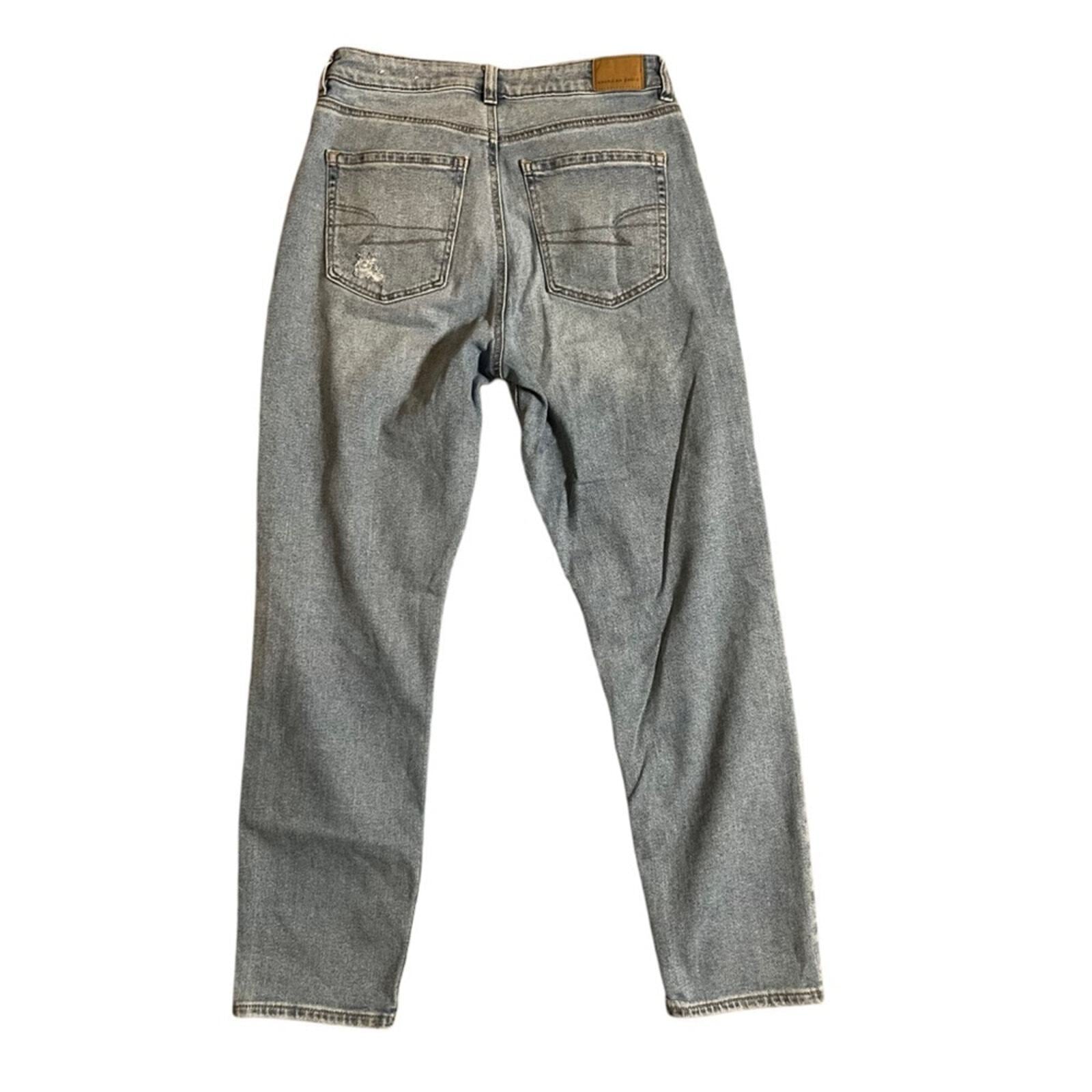 American Eagle Womens Mom Jeans Size 6 Regular Stretch Light Wash Denim 