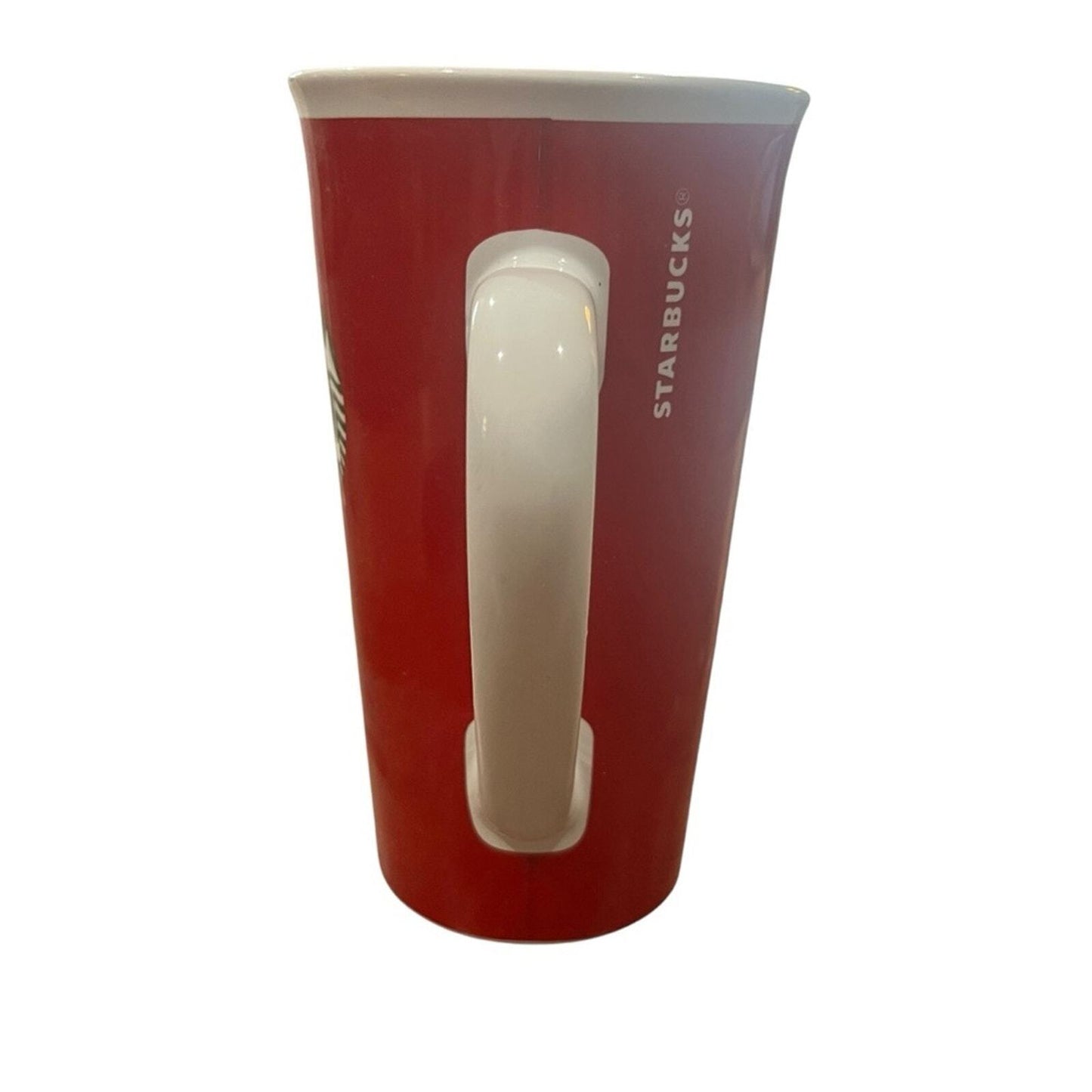 Starbucks Coffee 2017 Red & White Travel Mug with Green Mermaid & Handle14.3oz