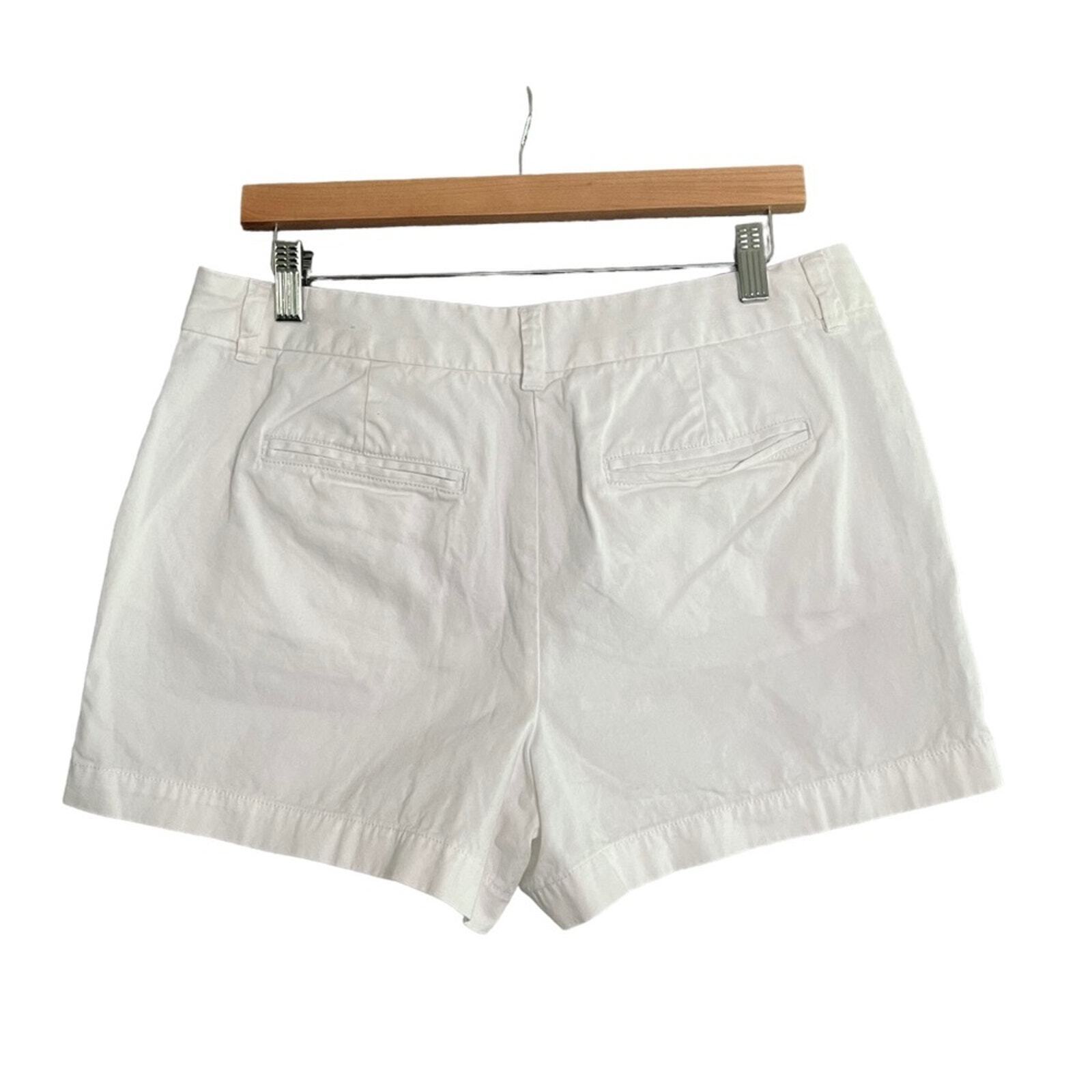 Ann Taylor Loft Womens Size 8 White 4" Flat Front Casual Shorts