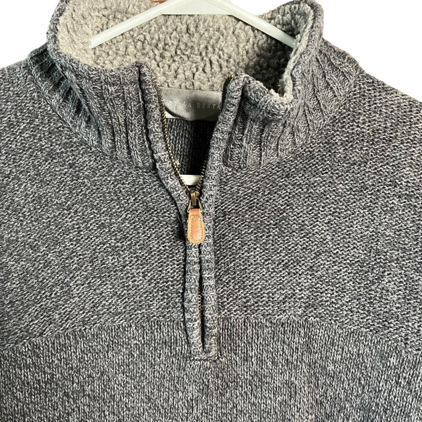 Oscar de la Renta Men's XL Quarter Zip Gray Casual Pullover 