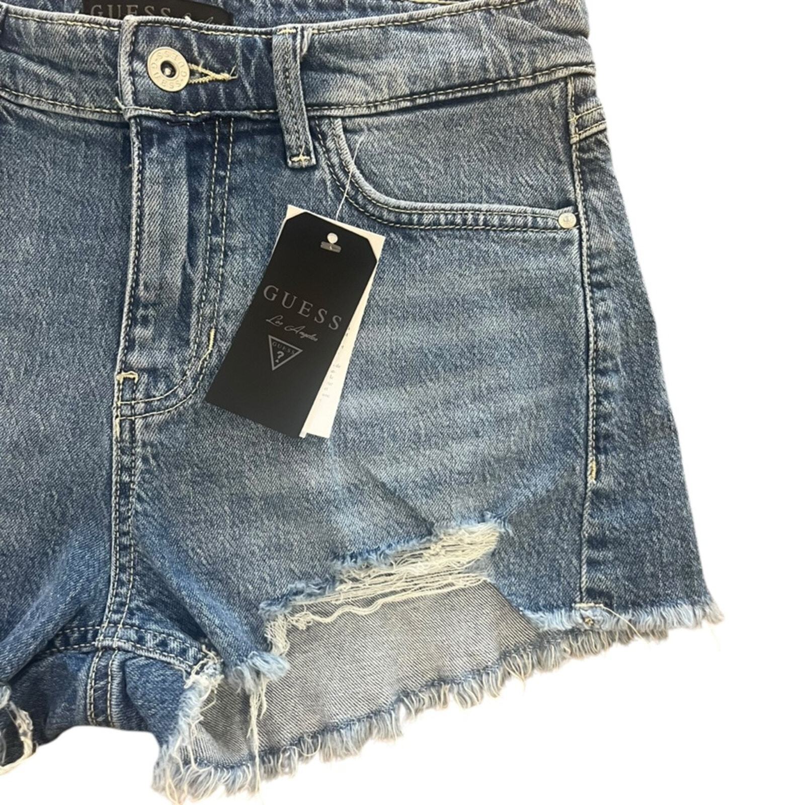 Guess Womens Cutoff Shorts Size 28 High Rise Distressed Rugged Frayed NWT
