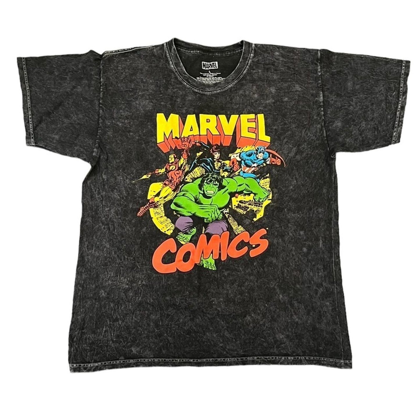 Marvel Comics Mens Size Large Dark Gray Short Sleeve T-shirt