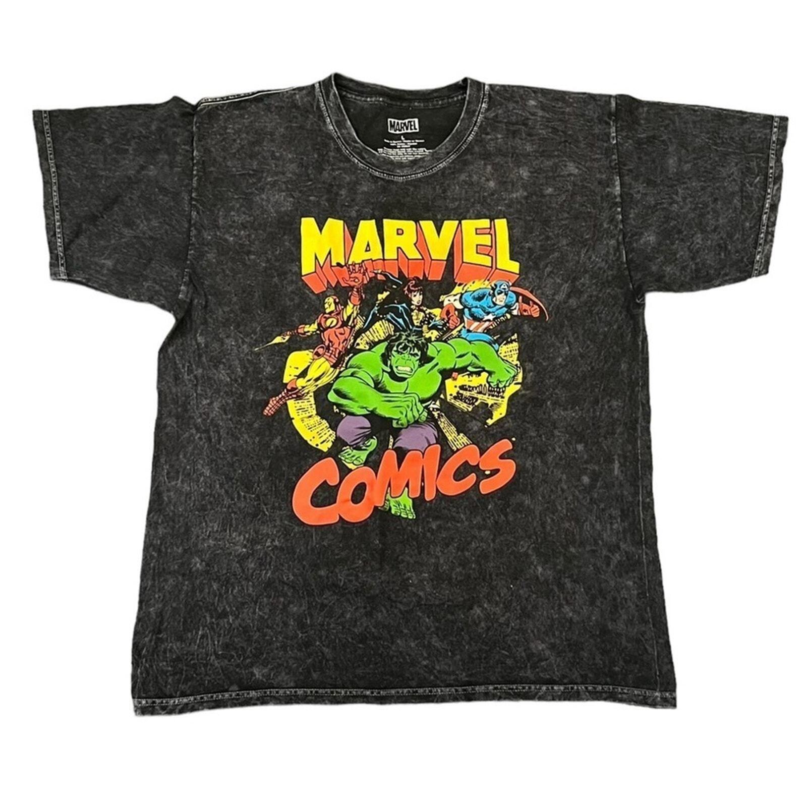 Marvel Comics Mens Size Large Dark Gray Short Sleeve T-shirt