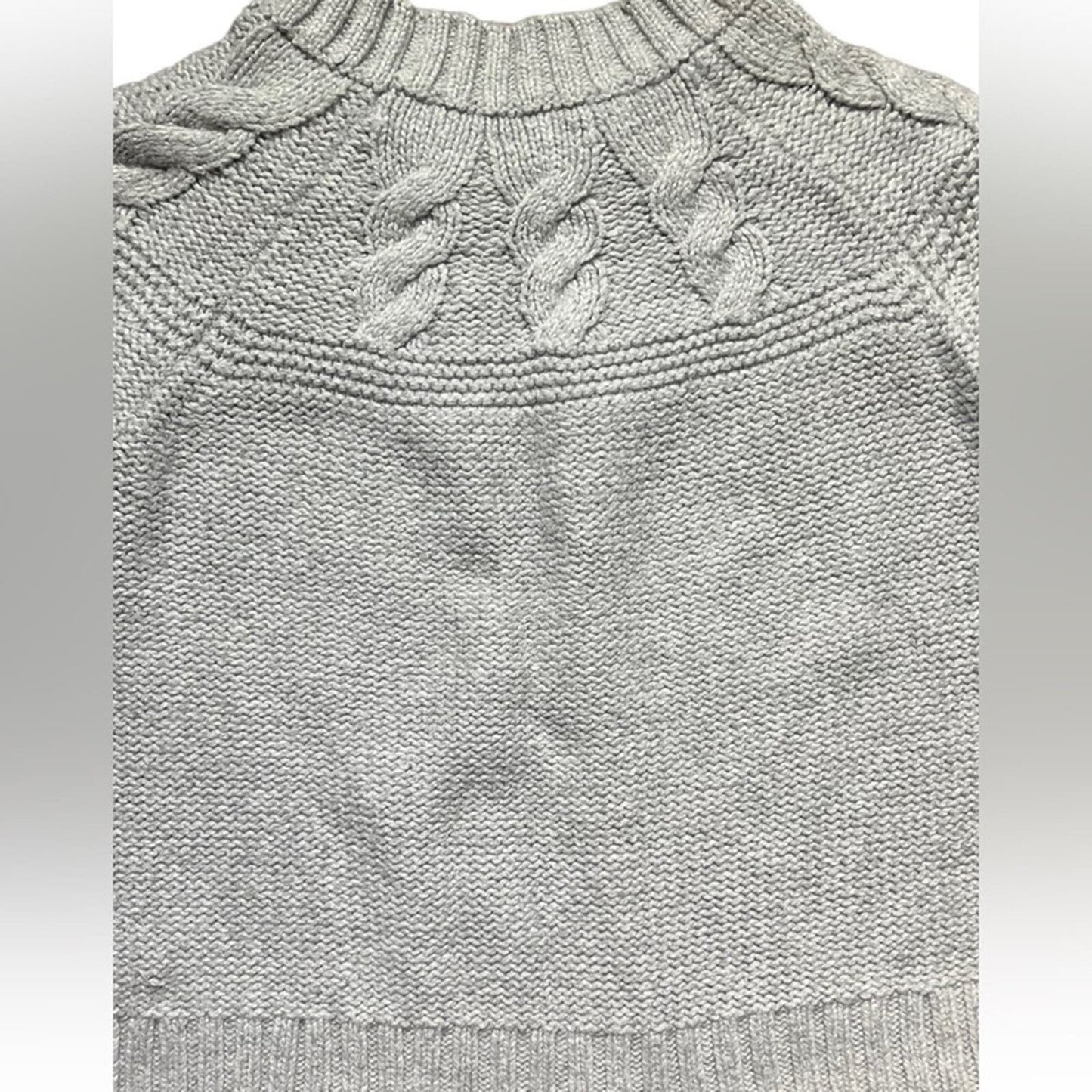 Aerie Womens Size M Gray Heavy Cotton Cable Knit Long Sleeve Sweater 