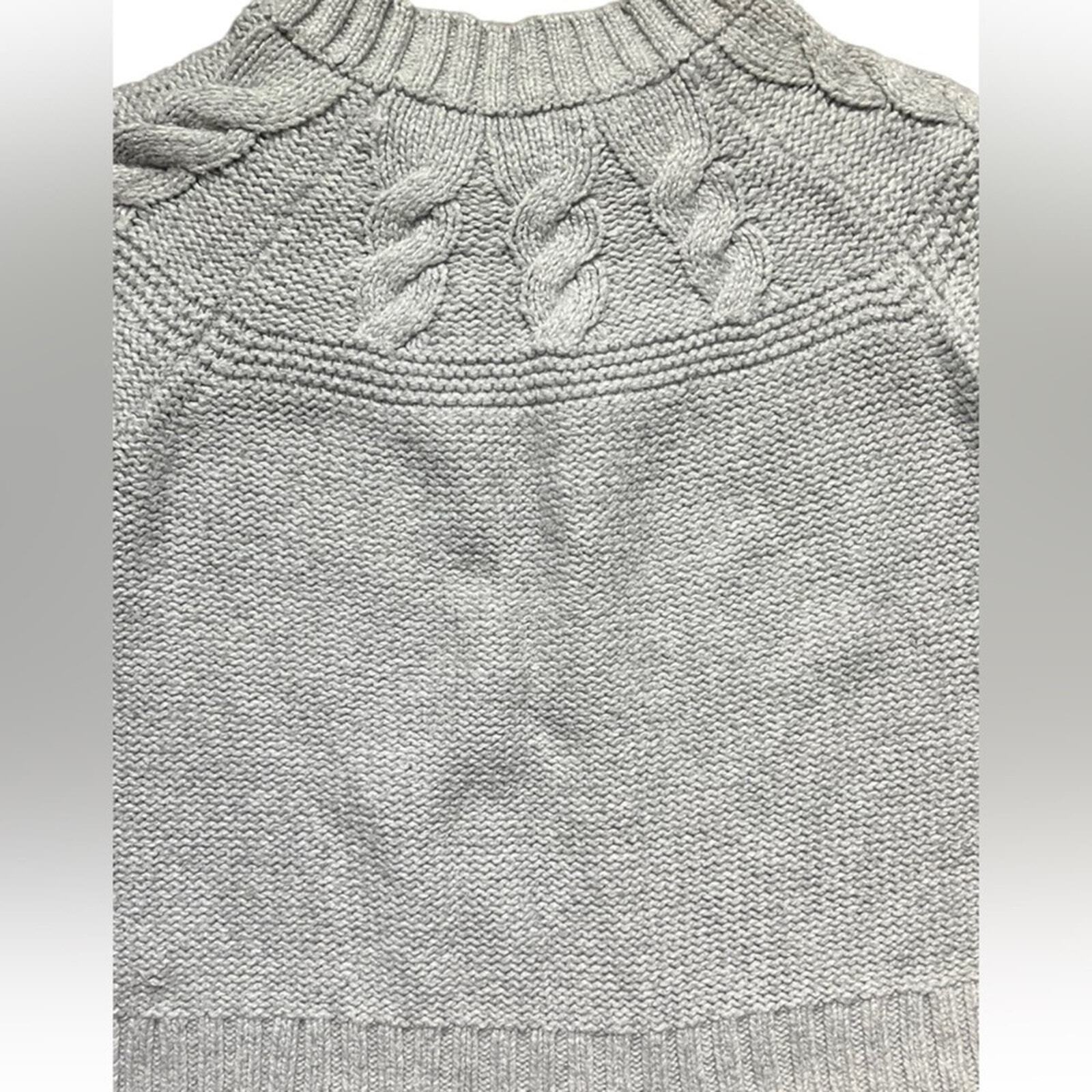 Aerie Womens Size M Gray Heavy Cotton Cable Knit Long Sleeve Sweater 