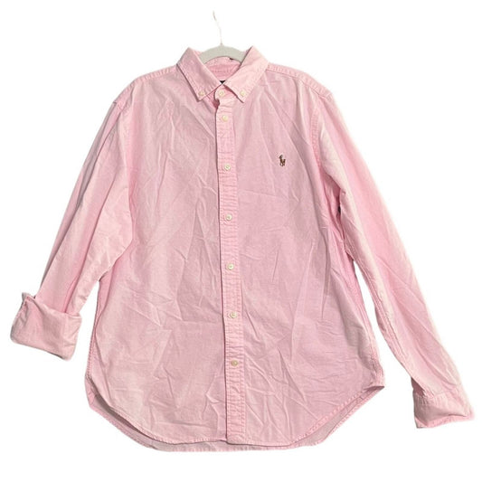 Ralph Lauren Boys Size 12 Pink Classic Fit Long Sleeve Button Down Shirt