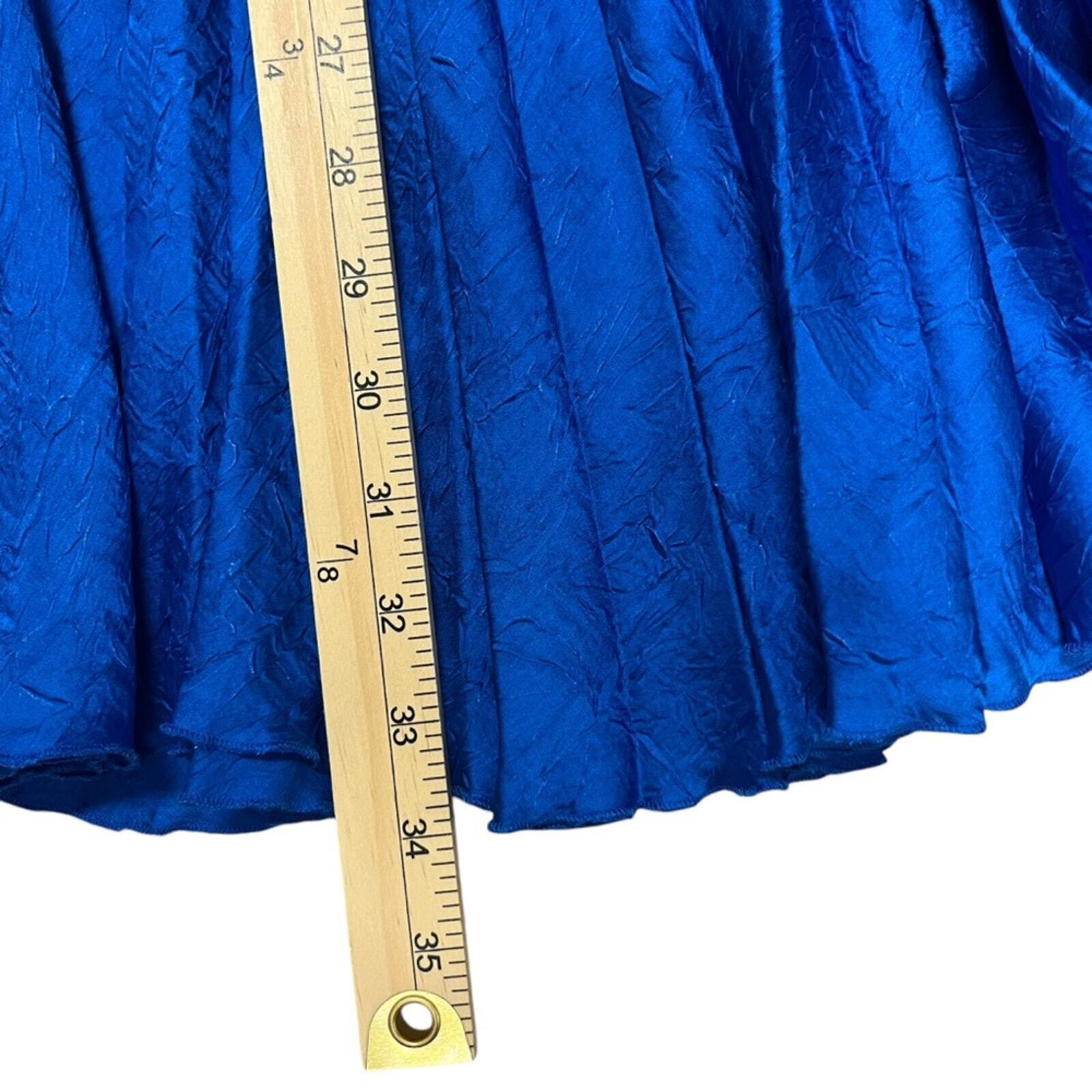 ZARA Womens Blue Shiny Pleated Satin Midi Skirt Size Medium NWT