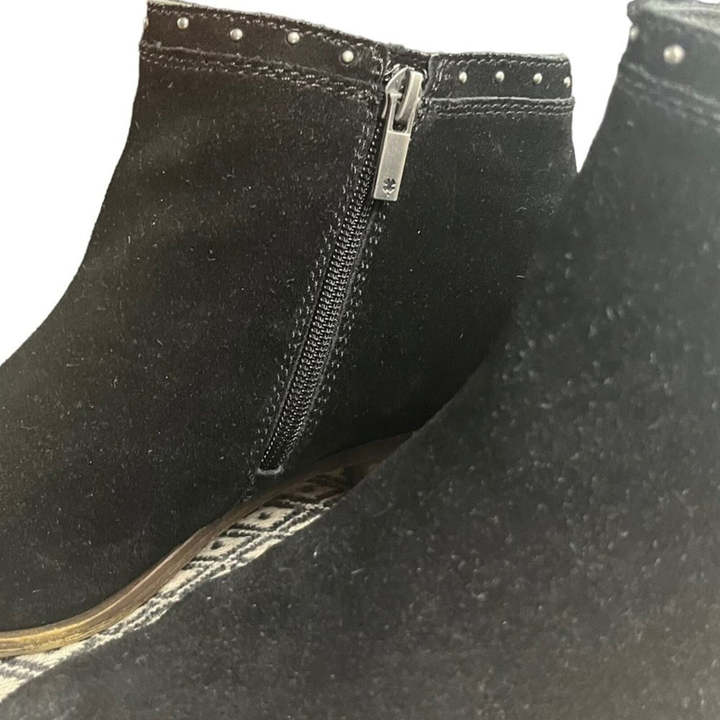 Lucky Brand Women’s Size 9W Bethea Black Leather Suede Ankle Boot Classic Studs
