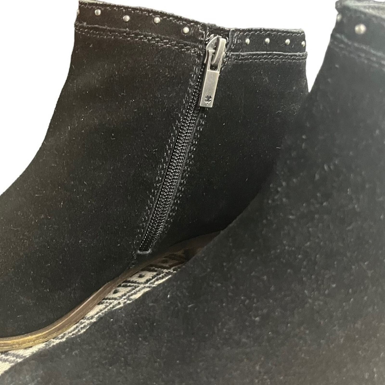 Lucky Brand Women’s Size 9W Bethea Black Leather Suede Ankle Boot Classic Studs
