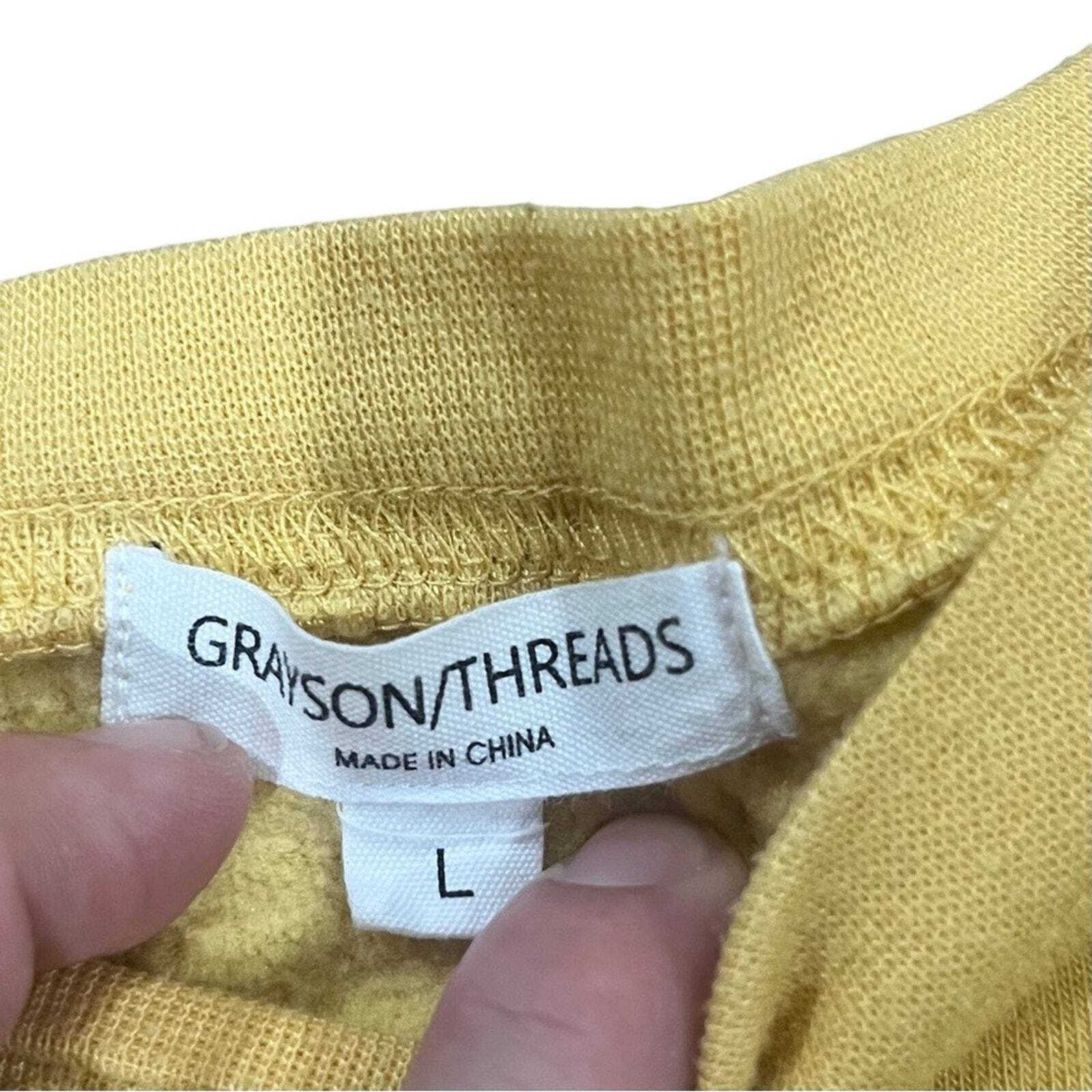 Grayson Threads Womens Size Large Mustard Long Sleeve Good Vibes Sweatshirt