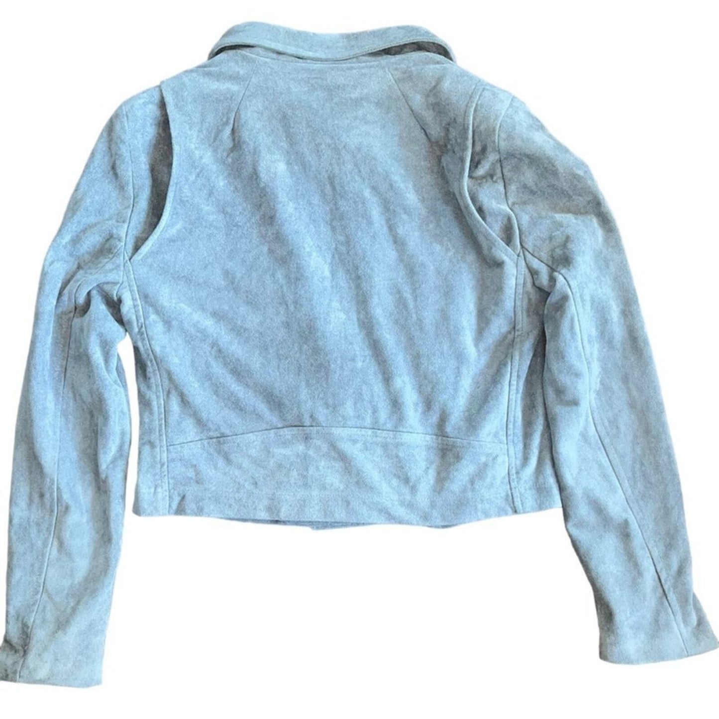 Lulus Womens Large Gray Faux Suede Zip Moto Jacket