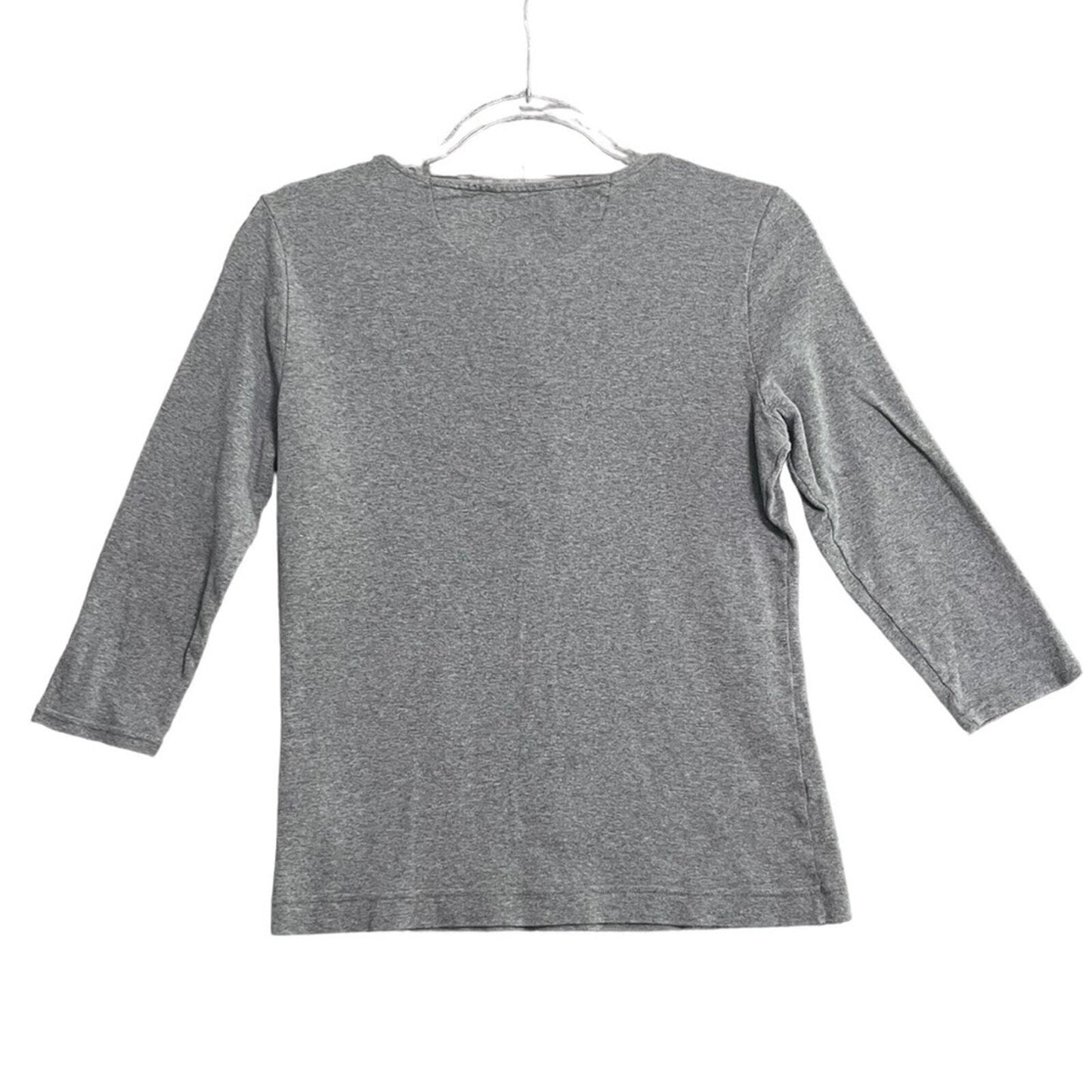Lauren Ralph Lauren Henley Womens Medium Gray Long Sleeve 3/4 Button Down 