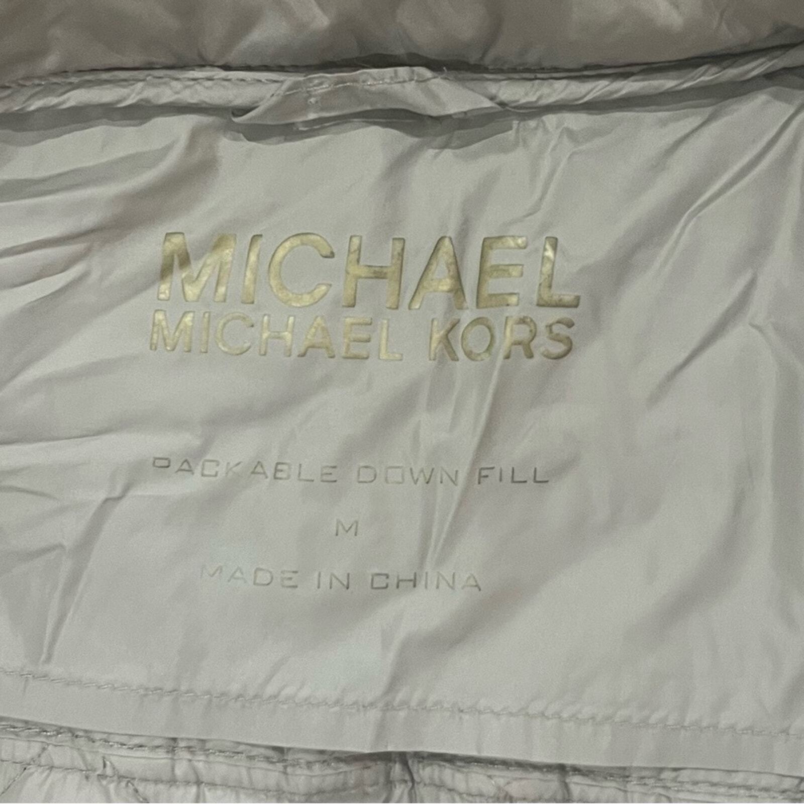 Michael Kors Women Tan Medium Lightweight Diamond Quilted Hooded Down Fill Coat