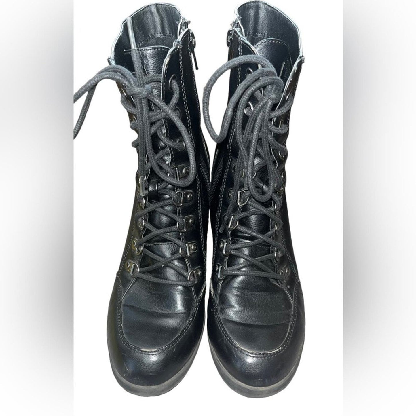 Guess Womens Size 9M Black Lace Up Ankle Boot Chunky Heel