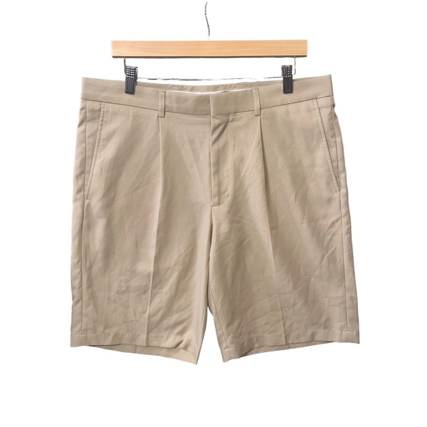 Walter Hagen Mens Size 36 Khaki Polyester Pleated Front Shorts