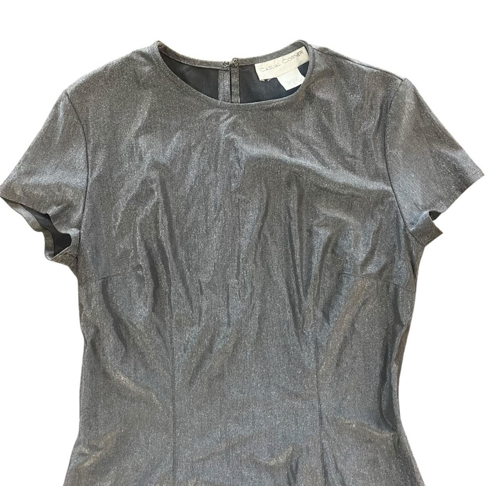 Casual Corner Womens Size 8 Silver Short Sleeve Mini Dress