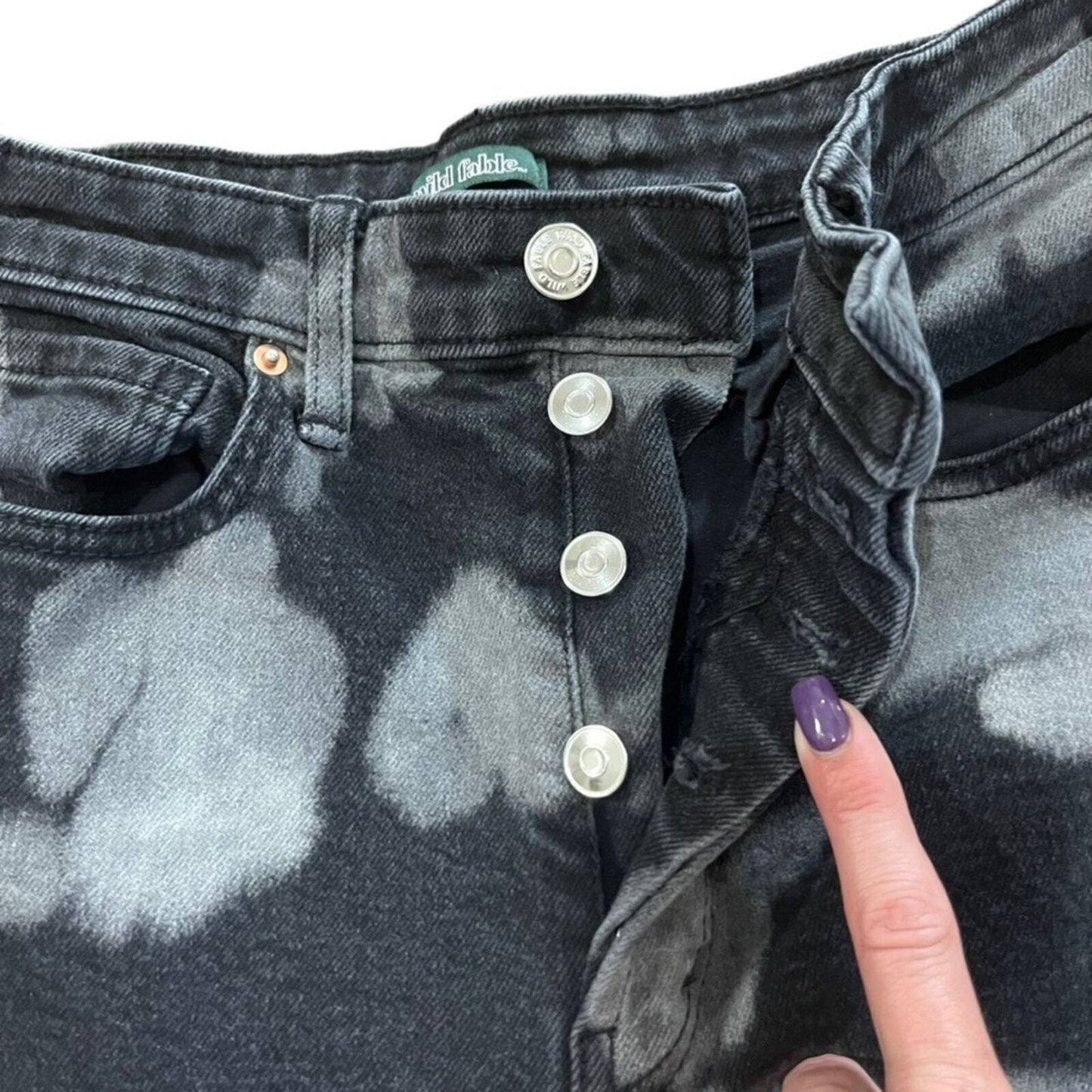 Wild Fable Women's Size 6 Super High Rise Straight Button Fly Gray Black Jeans