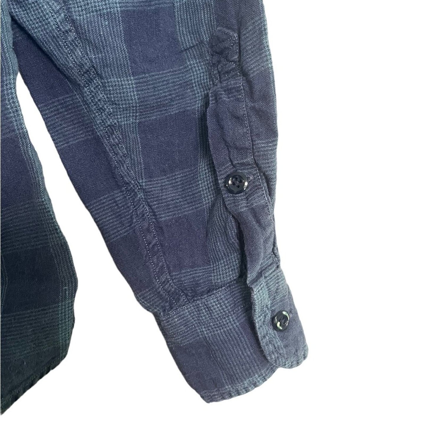 J. Crew Mens XS Authentic Workwear 100% Linen Blue Plaid Long Sleeve Button Down