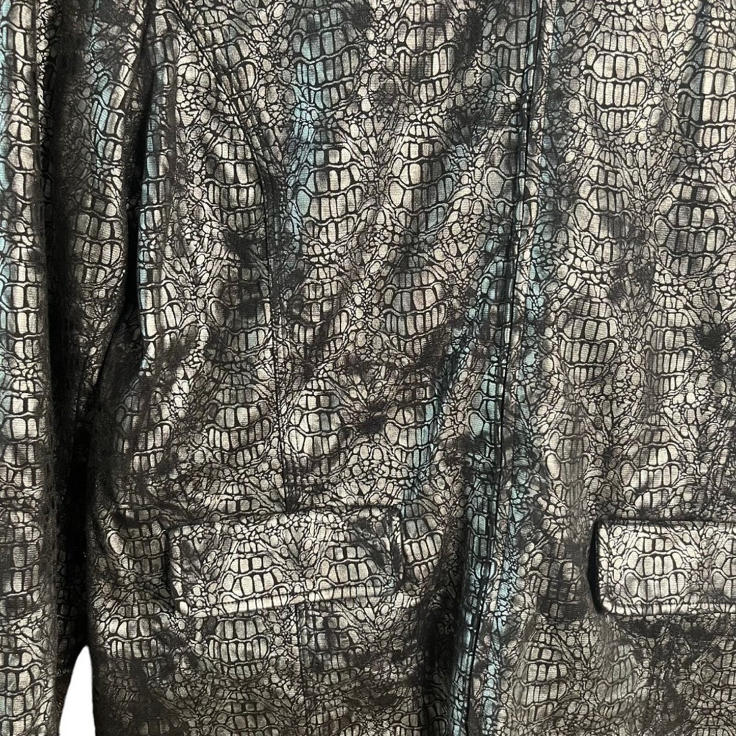 Alfred Dunner Womens Size 10 Black Metallic Silver Zip Up Lightweight Jacket 
