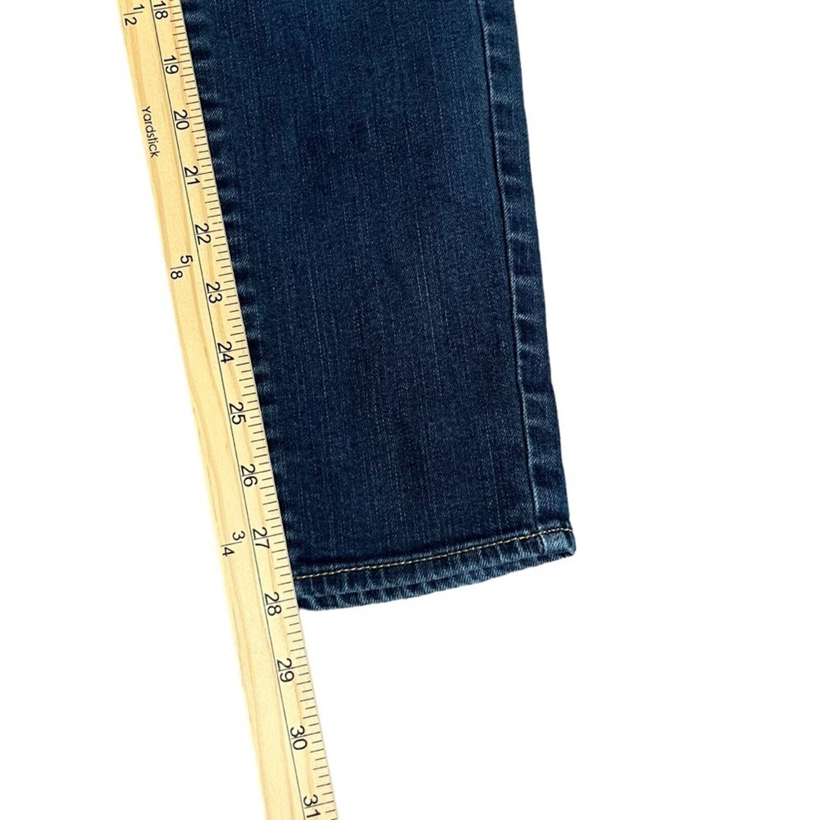 American Eagle Womens Mid Rise Super Skinny 4 Long Jeans Whiskered Front 