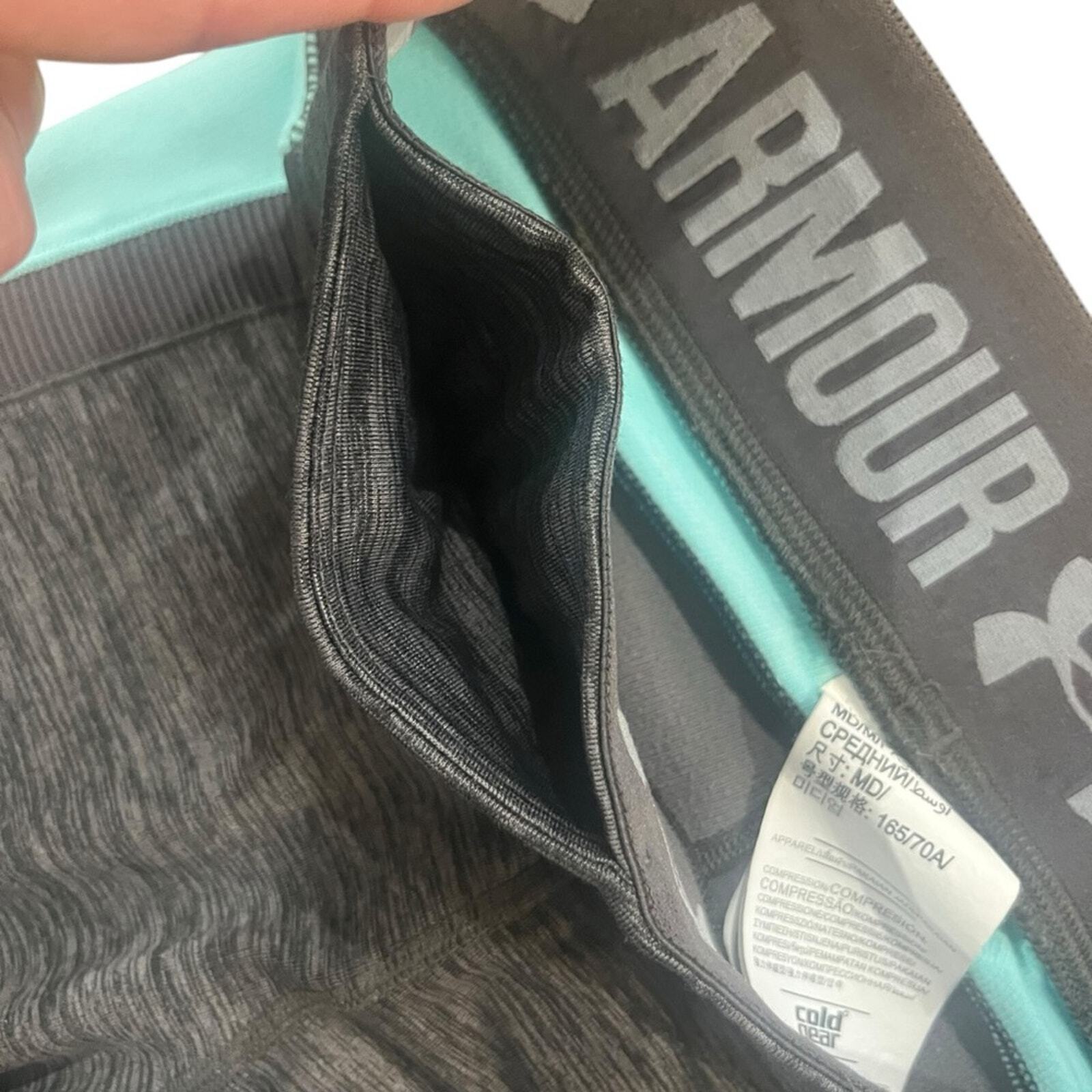 Under Armour Womens Cold Gear Tiffany Blue Gray Leggings Size Medium
