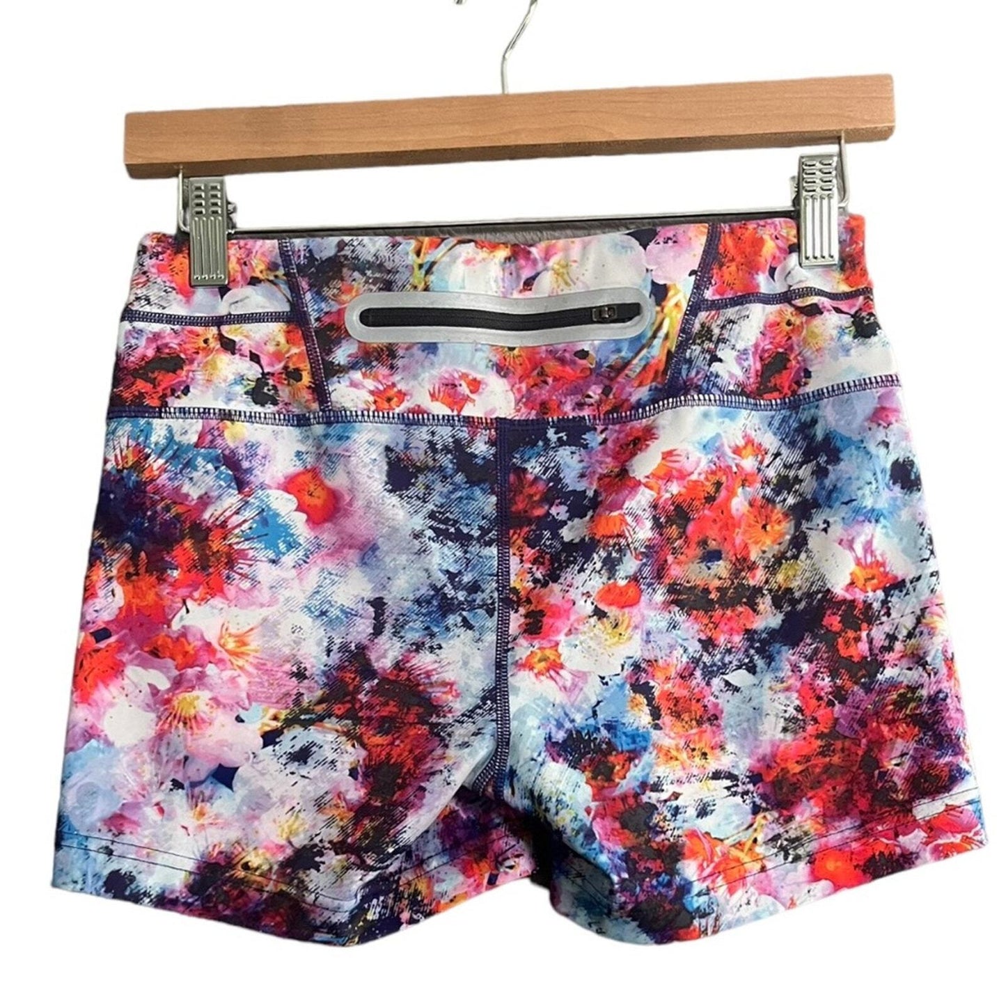 ATHLETA Womens Splash Shorts Small Hypersonic Sonar Pop Art Pink Blue  
