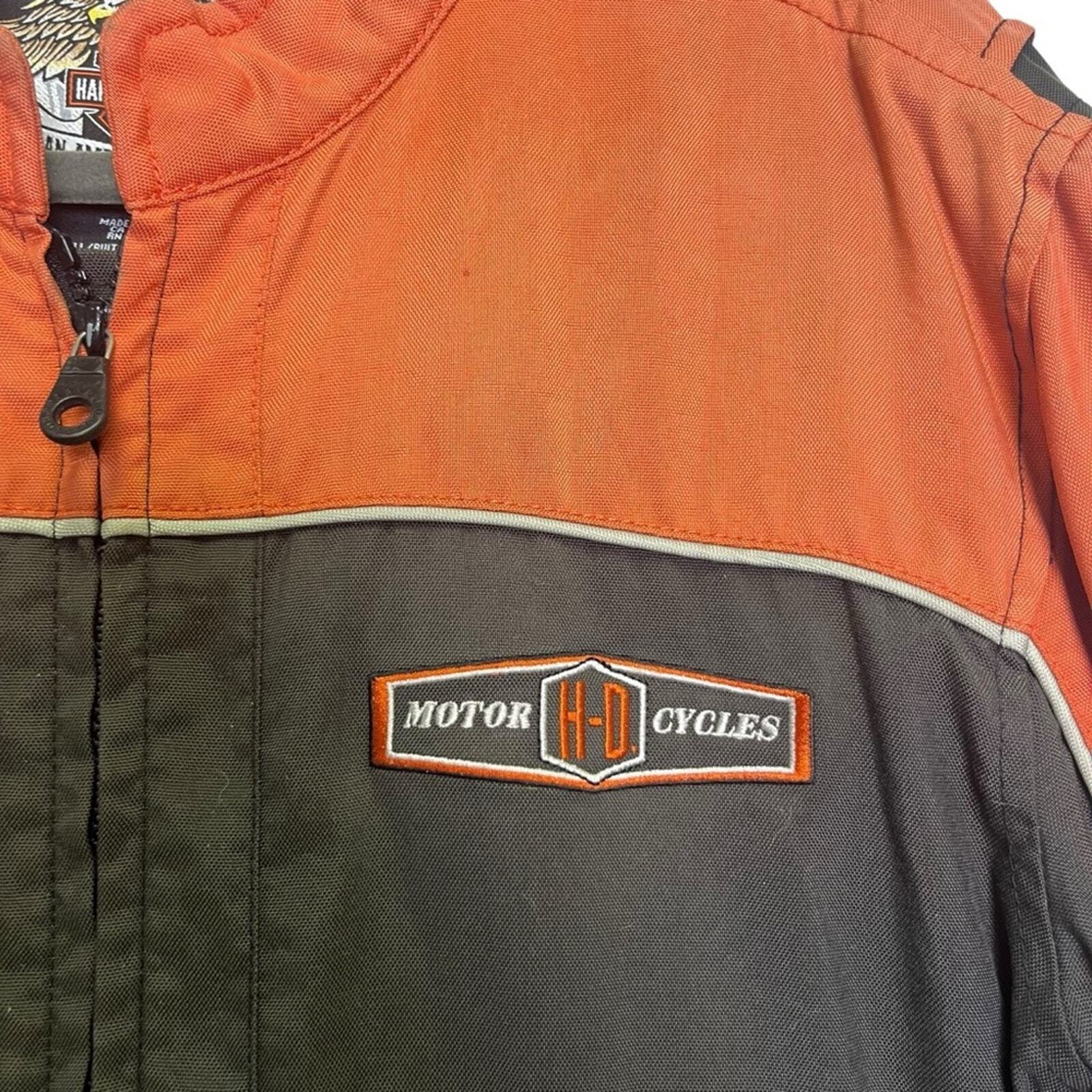 Harley Davidson 2008 Size Medium Orange Black Long Sleeve Lightweight Jacket