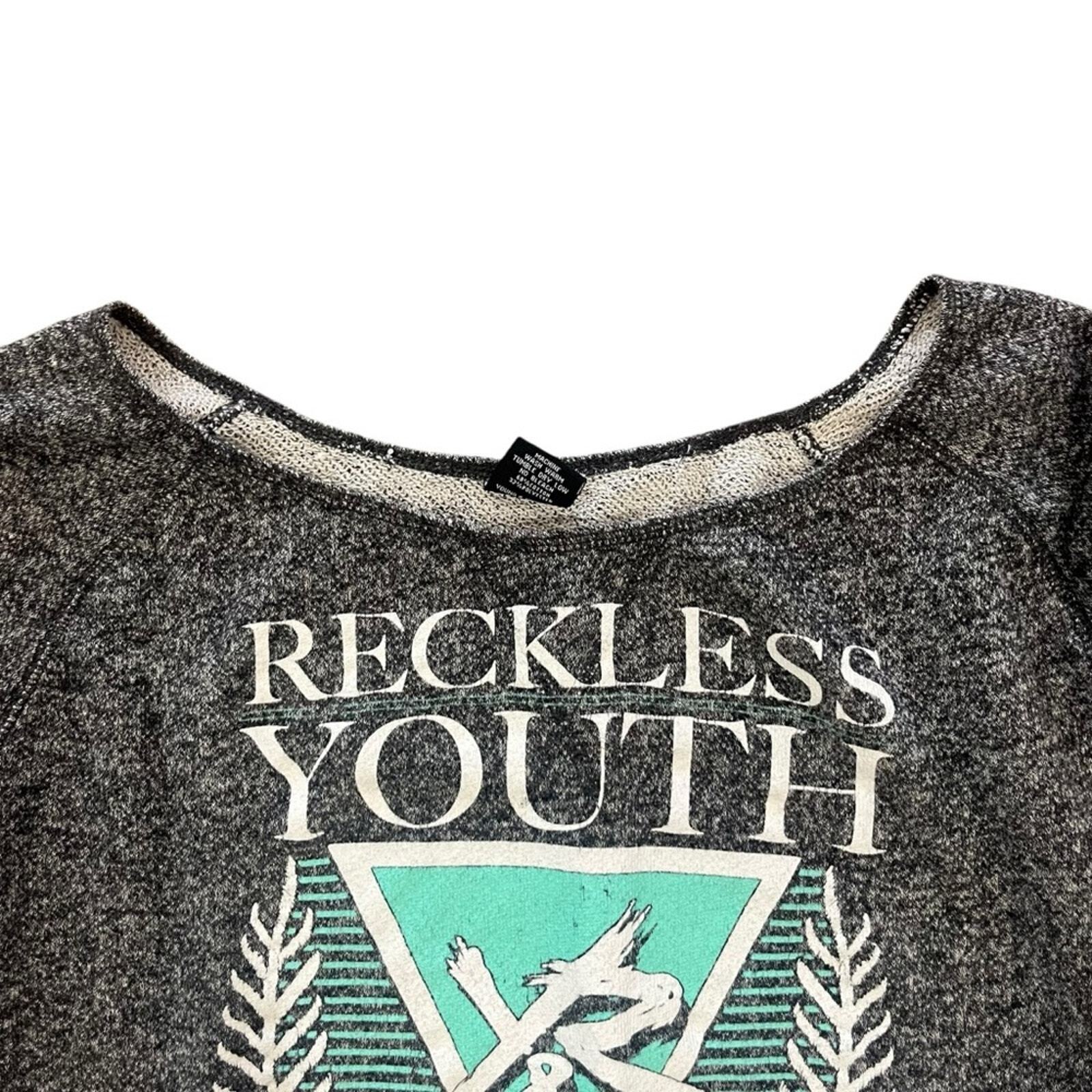 Young & Reckless Womens Size Medium Wide Neck Off Shoulder Gray Sweatshirt