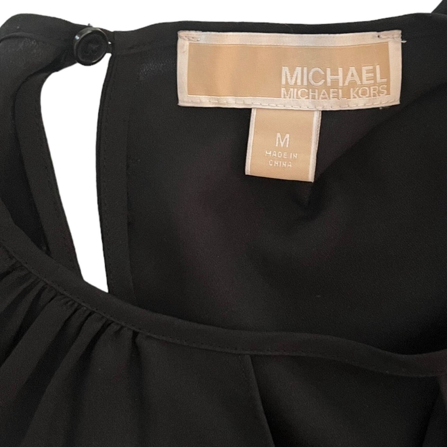 Michael Kors Womens Medium Black Long Sleeve Blouson Crossover Top