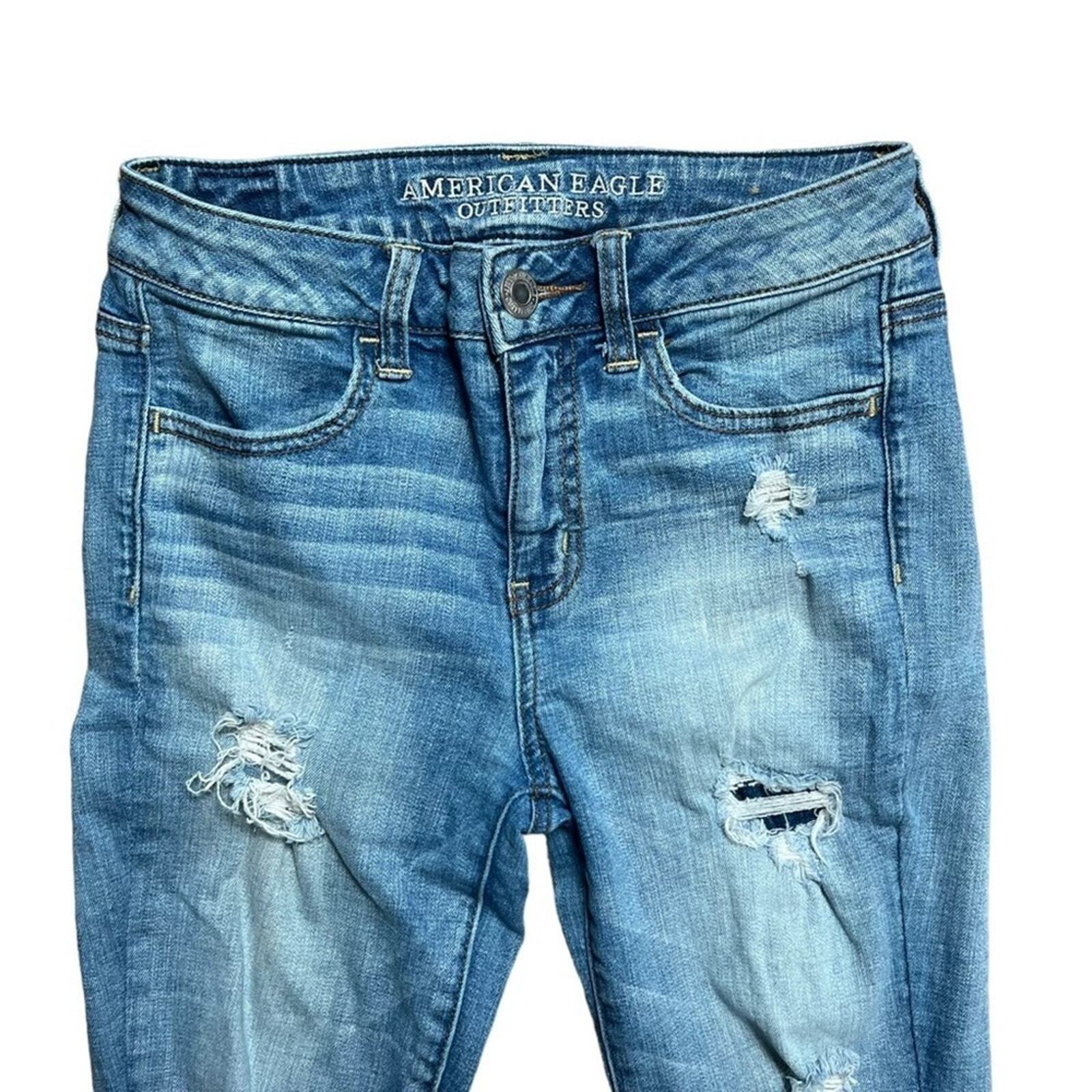 American Eagle Womens Size 4 Hi Rise Distressed Jegging Crop 