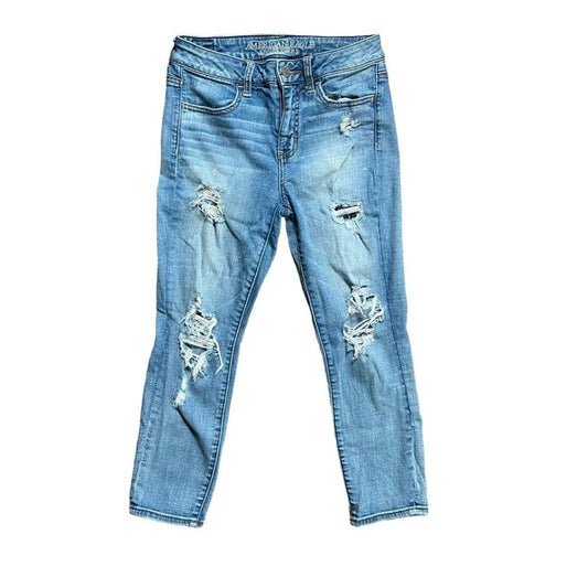 American Eagle Womens Size 4 Hi Rise Distressed Jegging Crop 