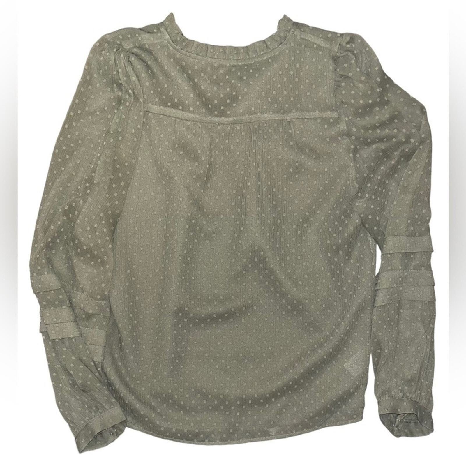 LOFT Womens Size Small Olive Green Semi Sheer Lined Blouse