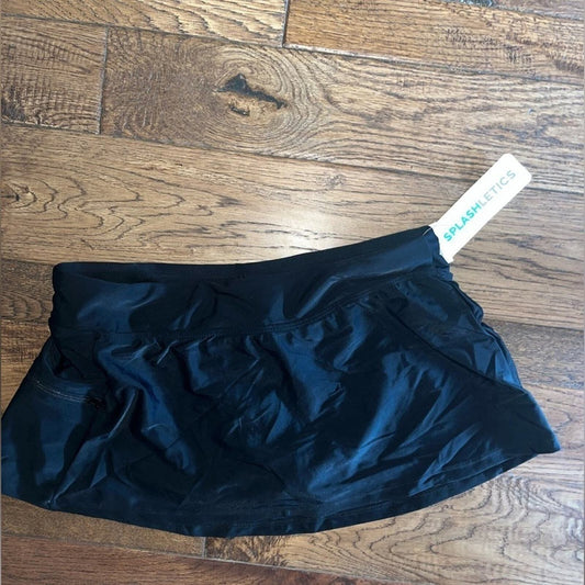 Spalshletics Womens Size Small Black Athletic Skort Swim Bottoms NWT 