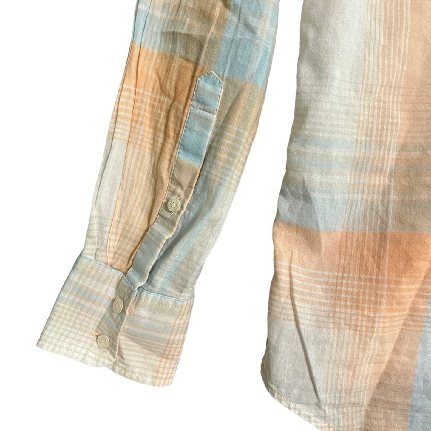 J. Crew Womens XS The Perfect Fit Peach Blue White Long Sleeve Button Down Shirt