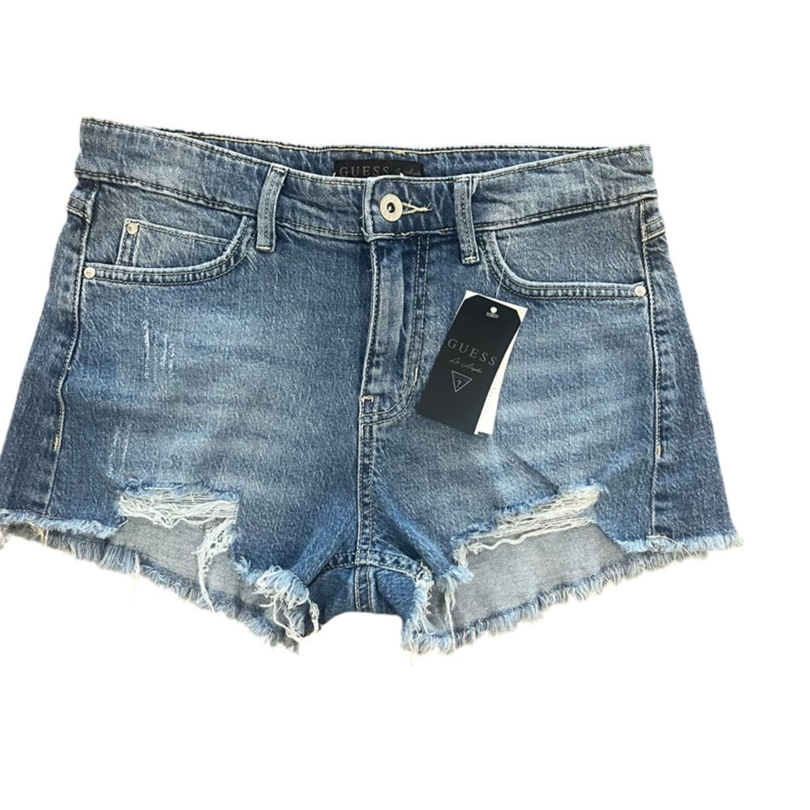 Guess Womens Cutoff Shorts Size 28 High Rise Distressed Rugged Frayed NWT