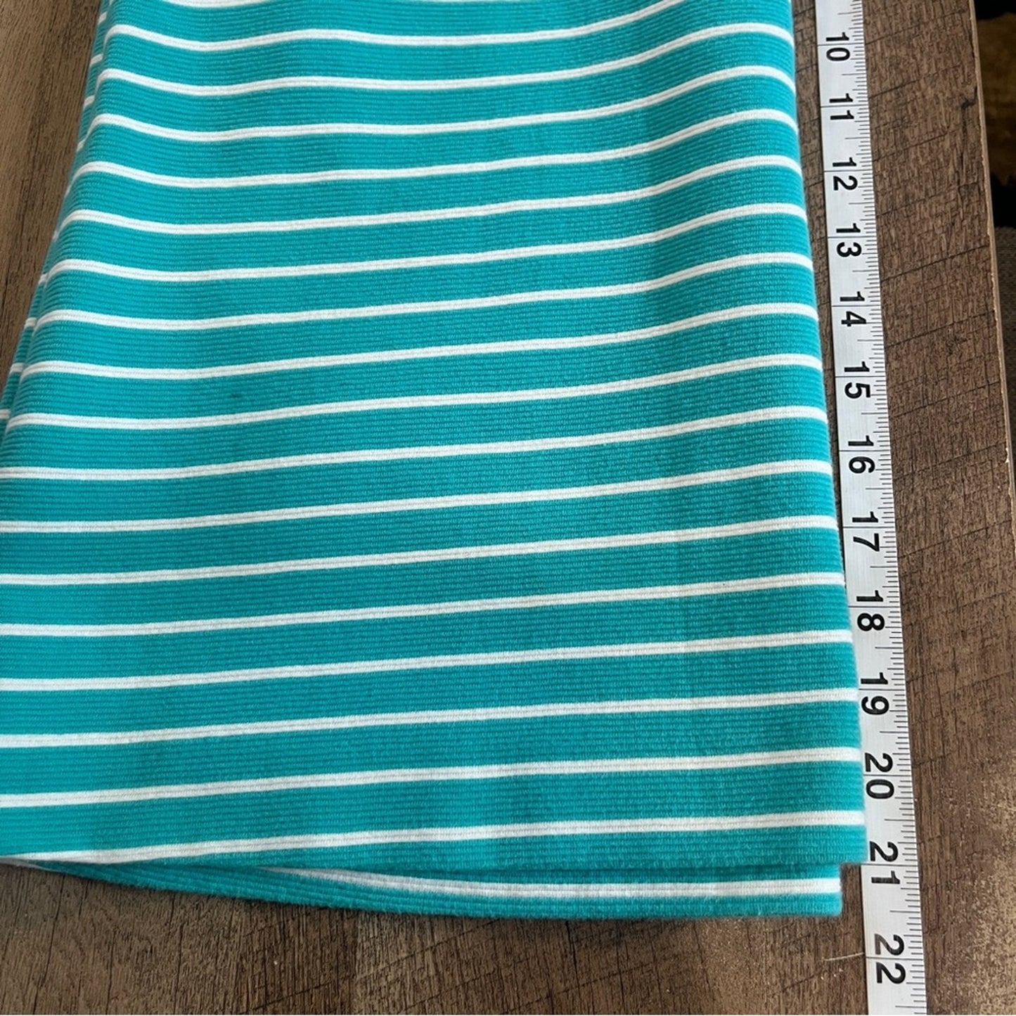 Talbots Turquoise White Textured Knit Skirt Pencil Pockets Womens Size 6 Mini