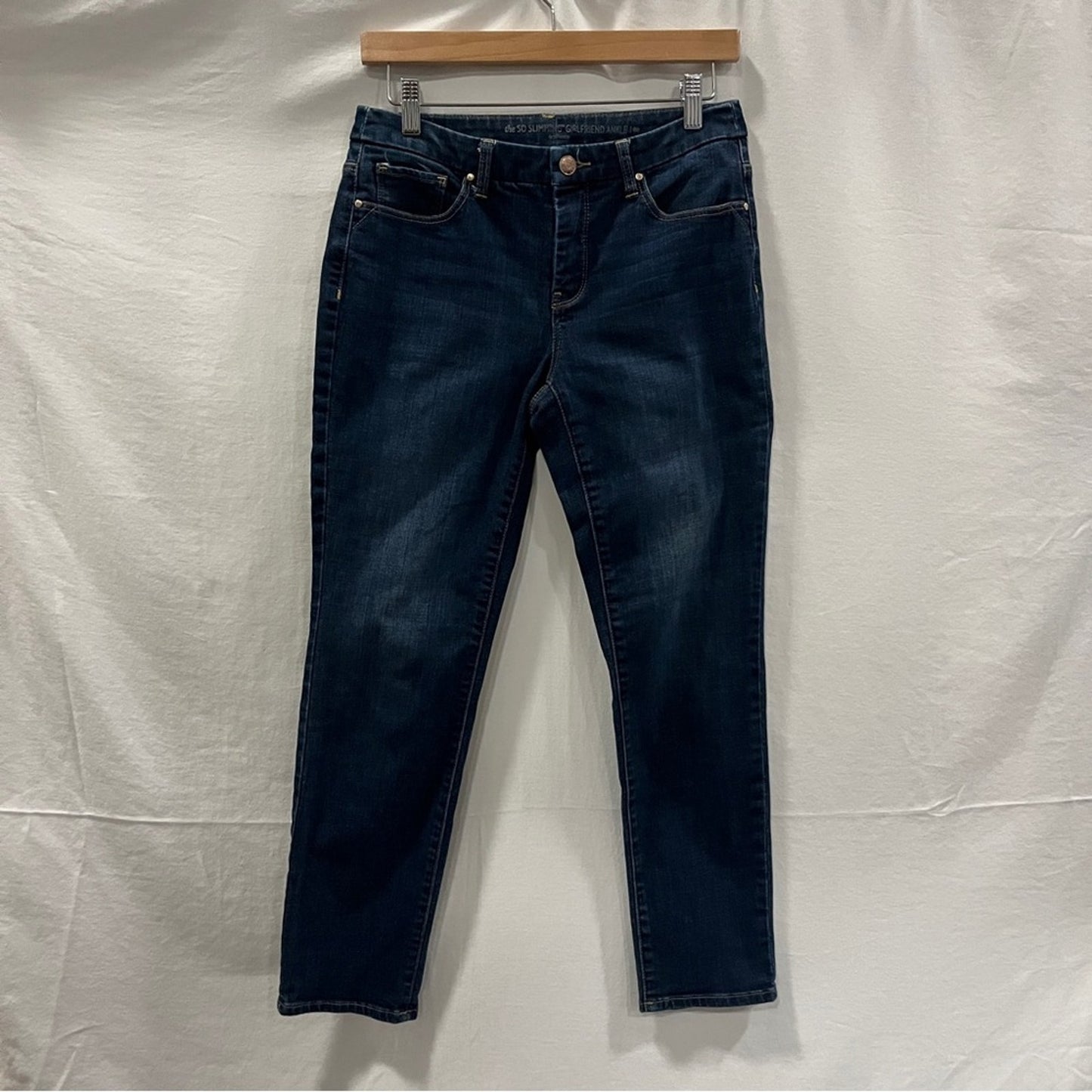 Chico's The So Slimming Girlfriend Ankle Jeans Size 00 Basic Classic Denim Blue