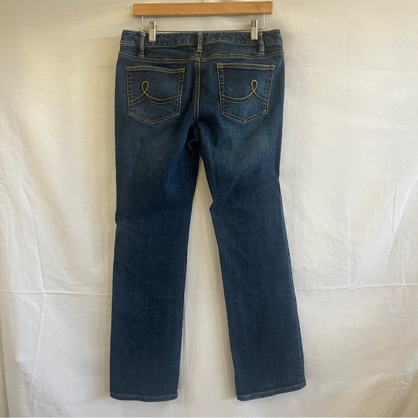 Ann Taylor Slim Boot Denim Jeans Womens Size 8 Embroidered Pockets Rodeo Barn