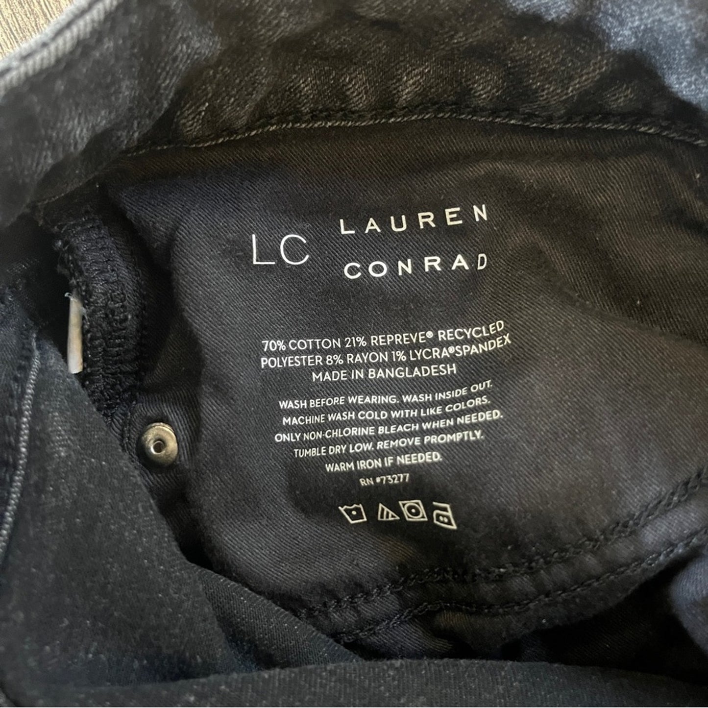 Lauren Conrad Black Skinny Denim Jeans Womens Size 10 Raw Hem Stretch Basic