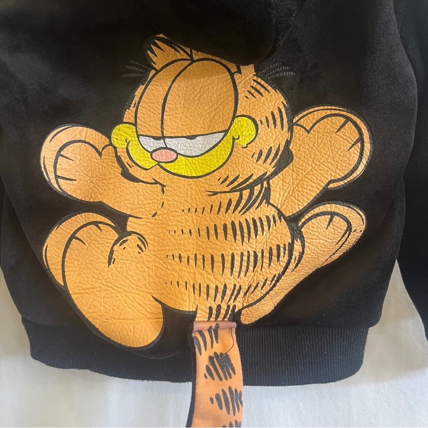 Garfield Full Zip Black Jacket Toddler Medium Hooded Ears Tail Animated Cartoon